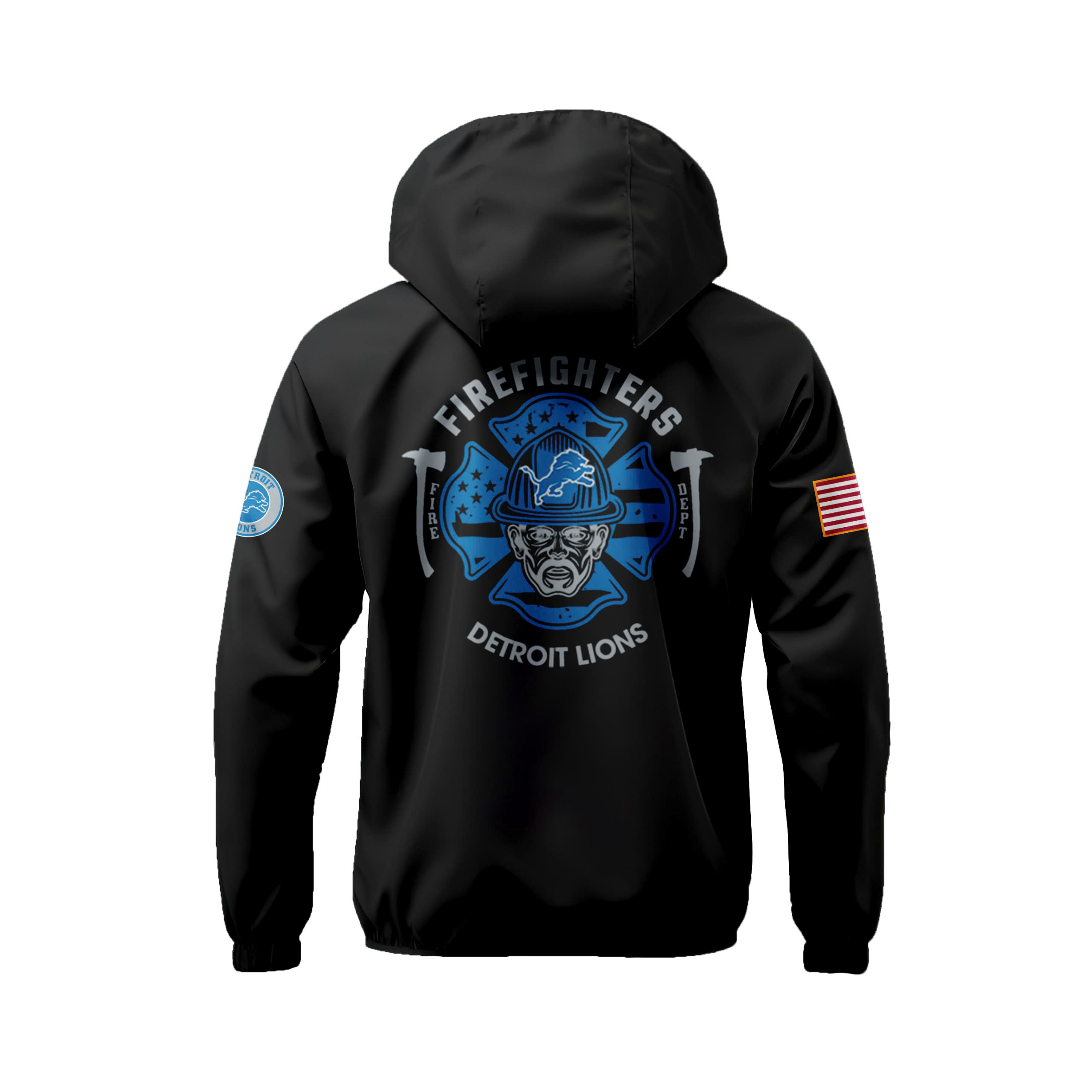 Detroit Lions x Firefighter Appreciation Night Premium Pullover Wind Jacket - Famjoys Detroit Lions x Firefighter Appreciation Night Premium Pullover Wind Jacket - Famjoys