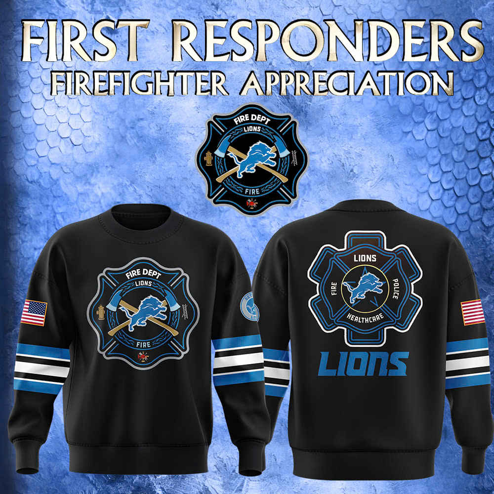 Detroit Lions x Firefighter Appreciation Night Premium Sweatershirt - Famjoys Detroit Lions x Firefighter Appreciation Night Premium Sweatershirt - Famjoys