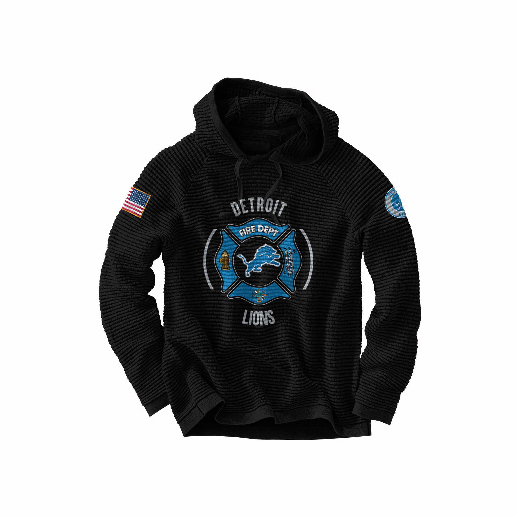 Detroit Lions x Firefighter Appreciation Night Premium Waffle Hoodie - Famjoys Detroit Lions x Firefighter Appreciation Night Premium Waffle Hoodie - Famjoys