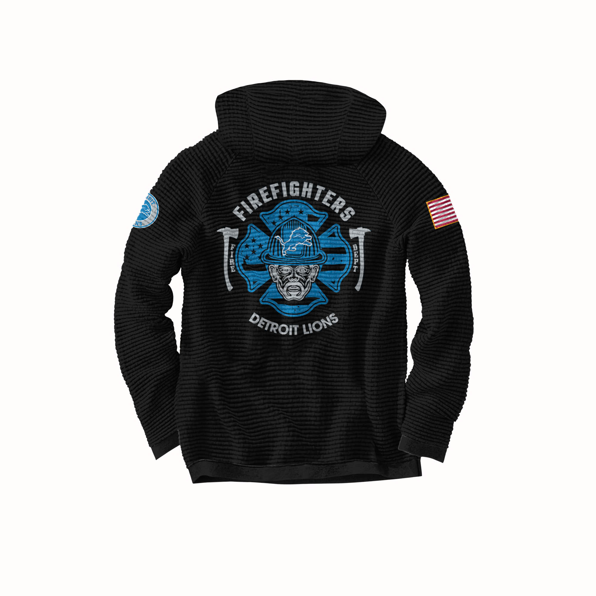 Detroit Lions x Firefighter Appreciation Night Premium Waffle Hoodie - Famjoys Detroit Lions x Firefighter Appreciation Night Premium Waffle Hoodie - Famjoys