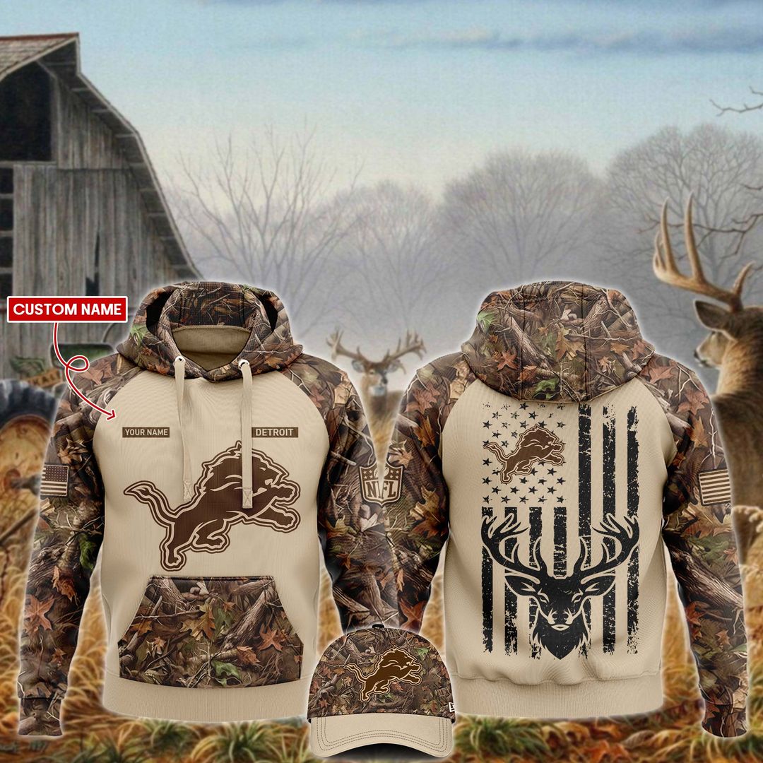 Detroit Lions x Hunting Hoodie gift for fans - Famjoys Detroit Lions x Hunting Hoodie gift for fans - Famjoys