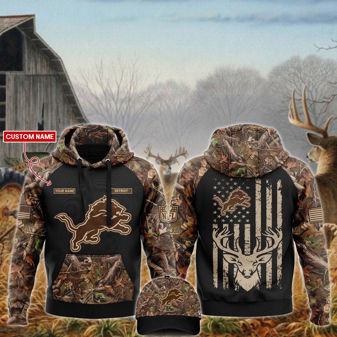 Detroit Lions x Hunting Hoodie gift for fans - Famjoys Detroit Lions x Hunting Hoodie gift for fans - Famjoys