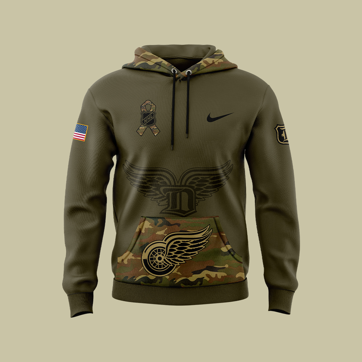 Detroit Red Wings Camo Salute to Service Club Fleece Pullover Hoodie - Famjoys Detroit Red Wings Camo Salute to Service Club Fleece Pullover Hoodie - Famjoys