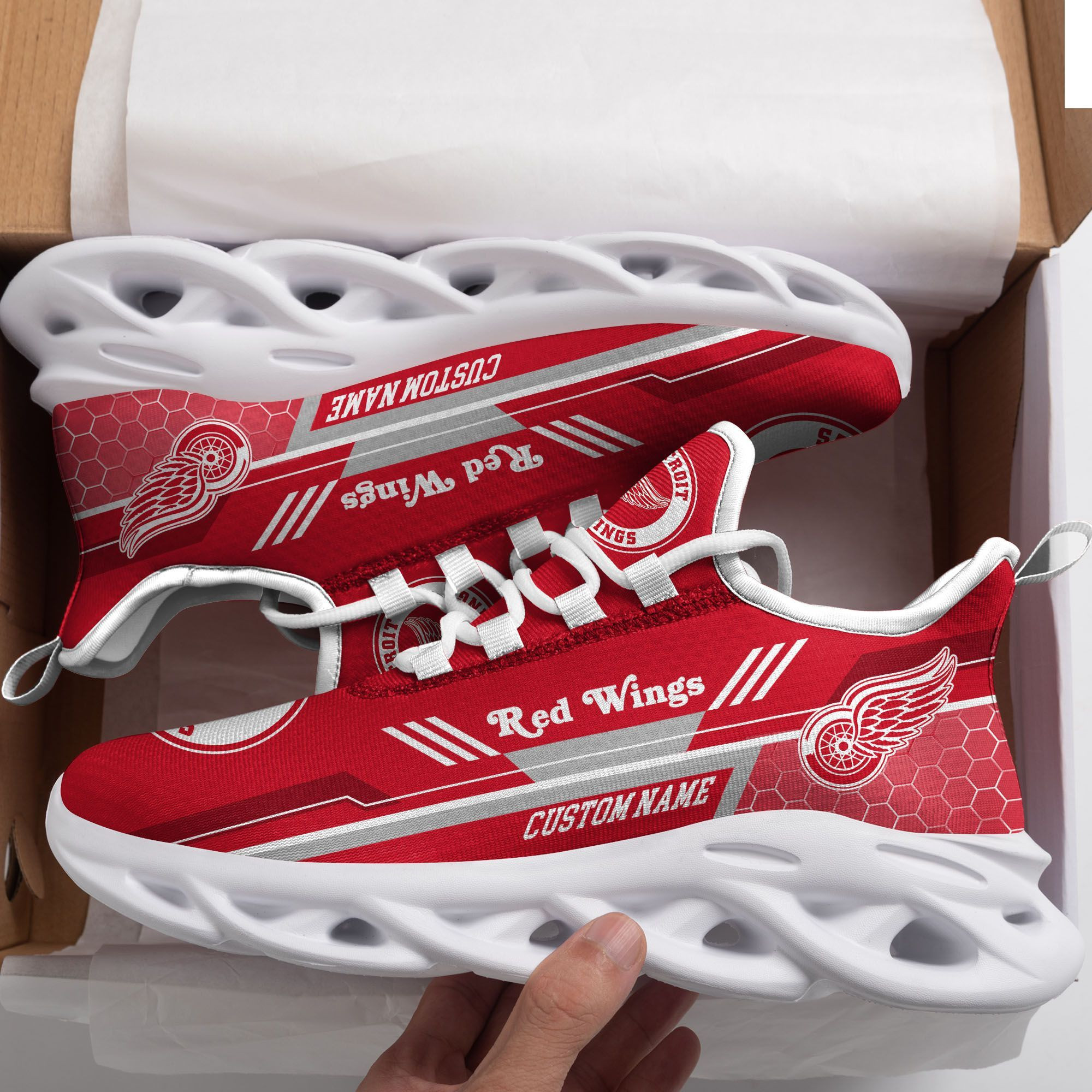 Detroit Red Wings Custom Personalized Max Soul Sneakers Shoes - Famjoys Detroit Red Wings Custom Personalized Max Soul Sneakers Shoes - Famjoys
