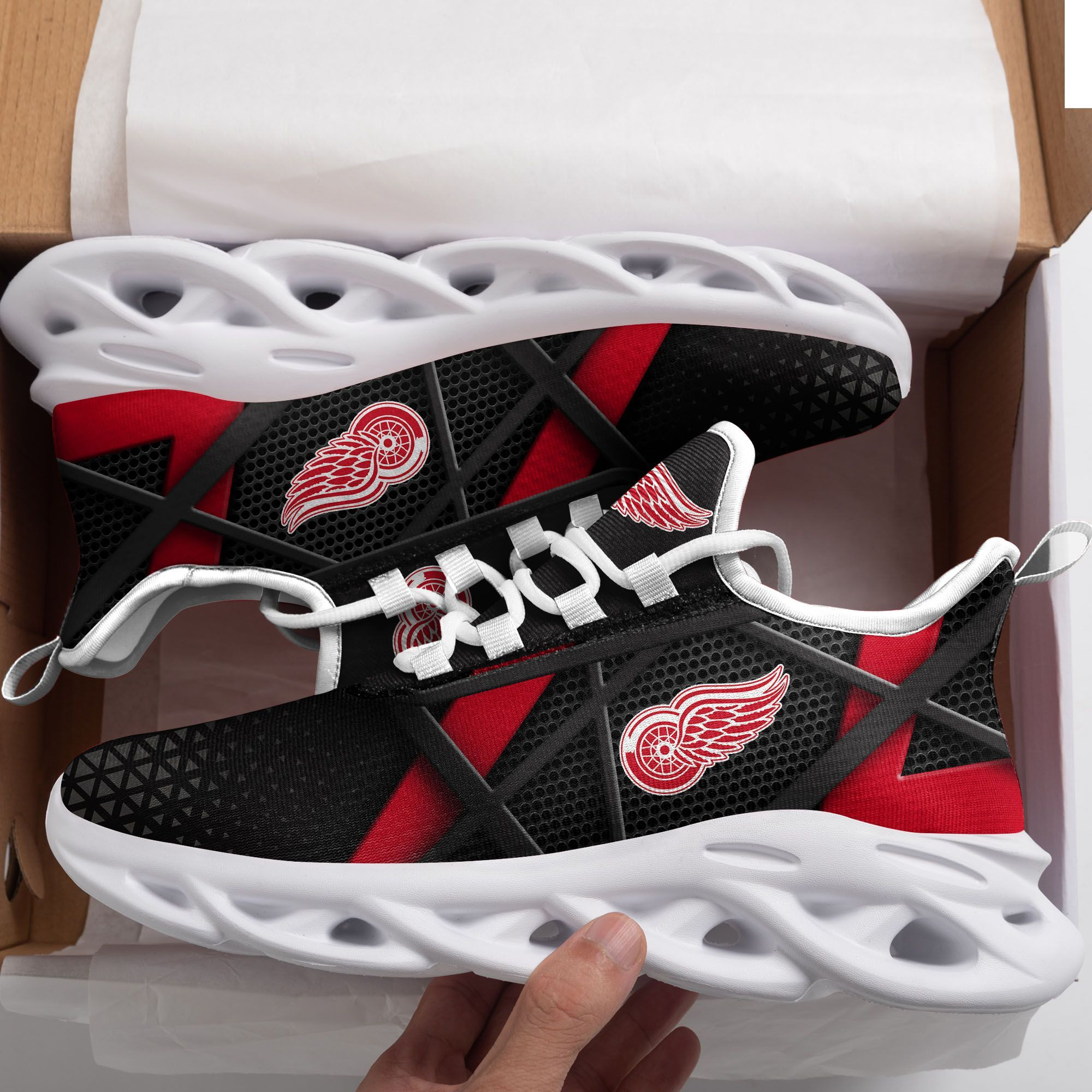 Detroit Red Wings Max Soul Sneakers Shoes - Famjoys Detroit Red Wings Max Soul Sneakers Shoes - Famjoys