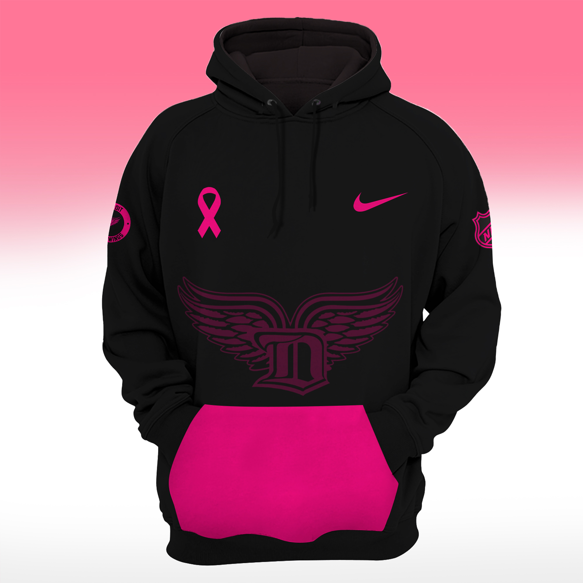Detroit Red Wings NHL Breast Cancer Awareness Month Pullover Hoodie - Famjoys Detroit Red Wings NHL Breast Cancer Awareness Month Pullover Hoodie - Famjoys