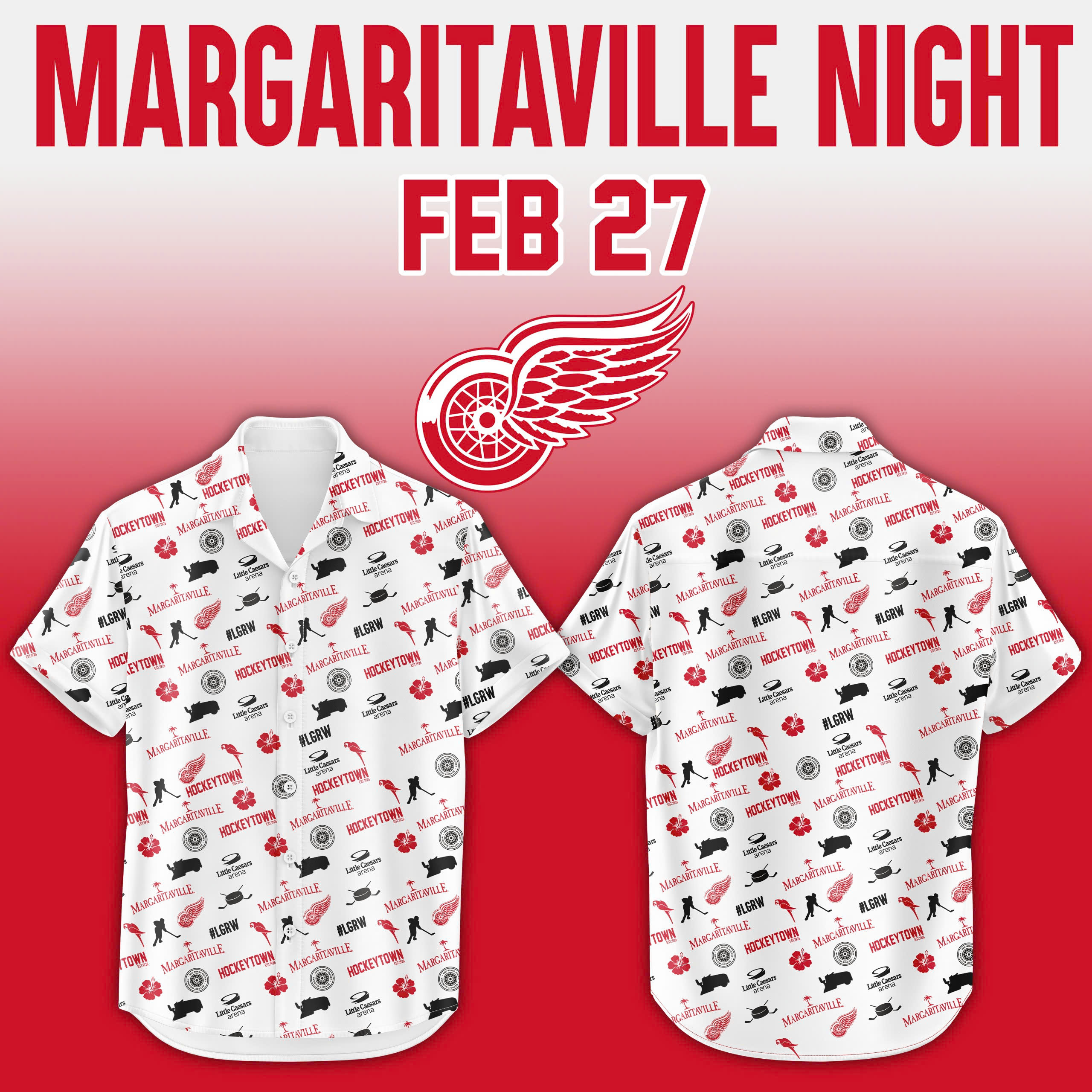 Detroit Red Wings x Margaritaville Night Premium Hawaii Shirt - Famjoys Detroit Red Wings x Margaritaville Night Premium Hawaii Shirt - Famjoys
