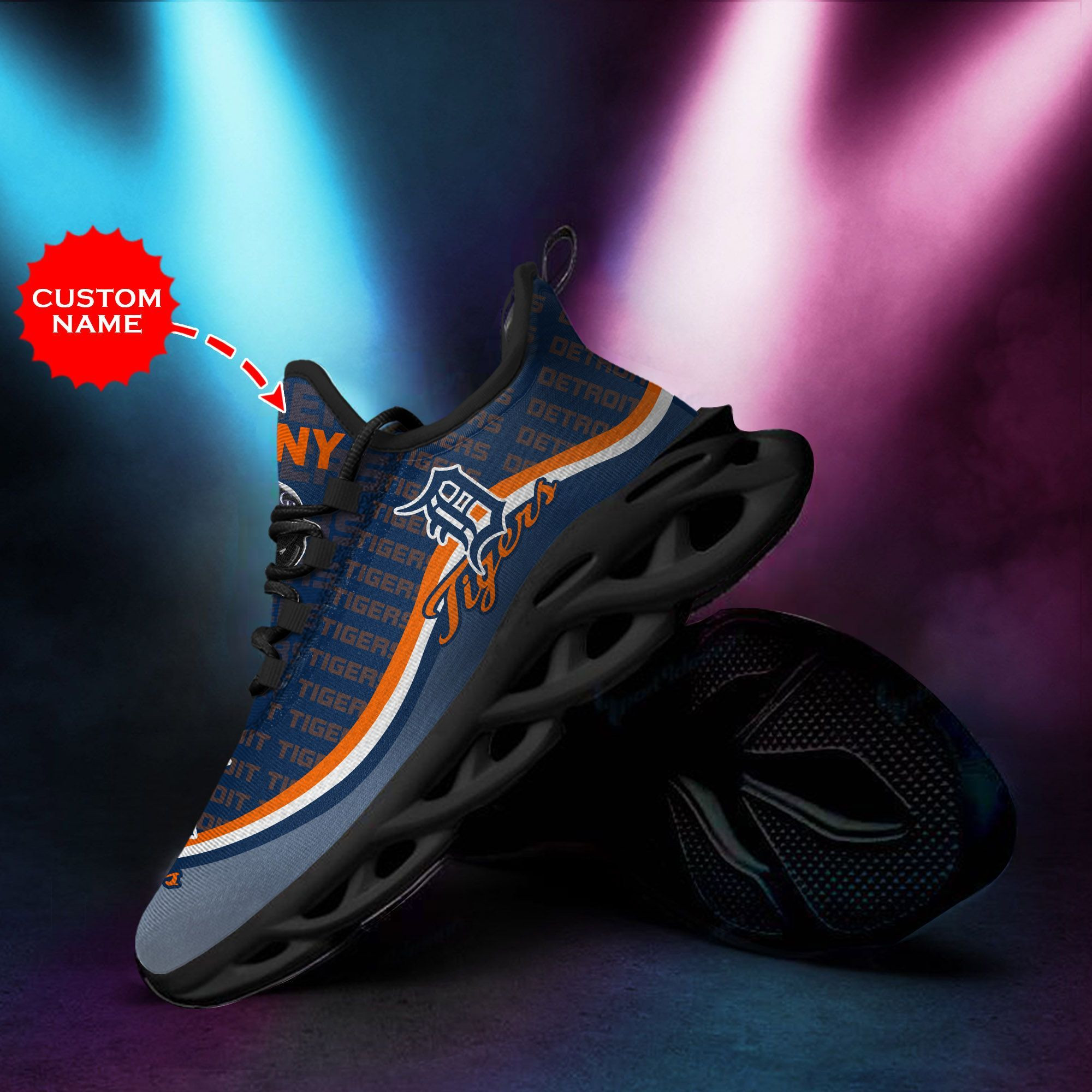 Detroit Tigers Custom Personalized Max Soul Sneakers Shoes - Famjoys Detroit Tigers Custom Personalized Max Soul Sneakers Shoes - Famjoys
