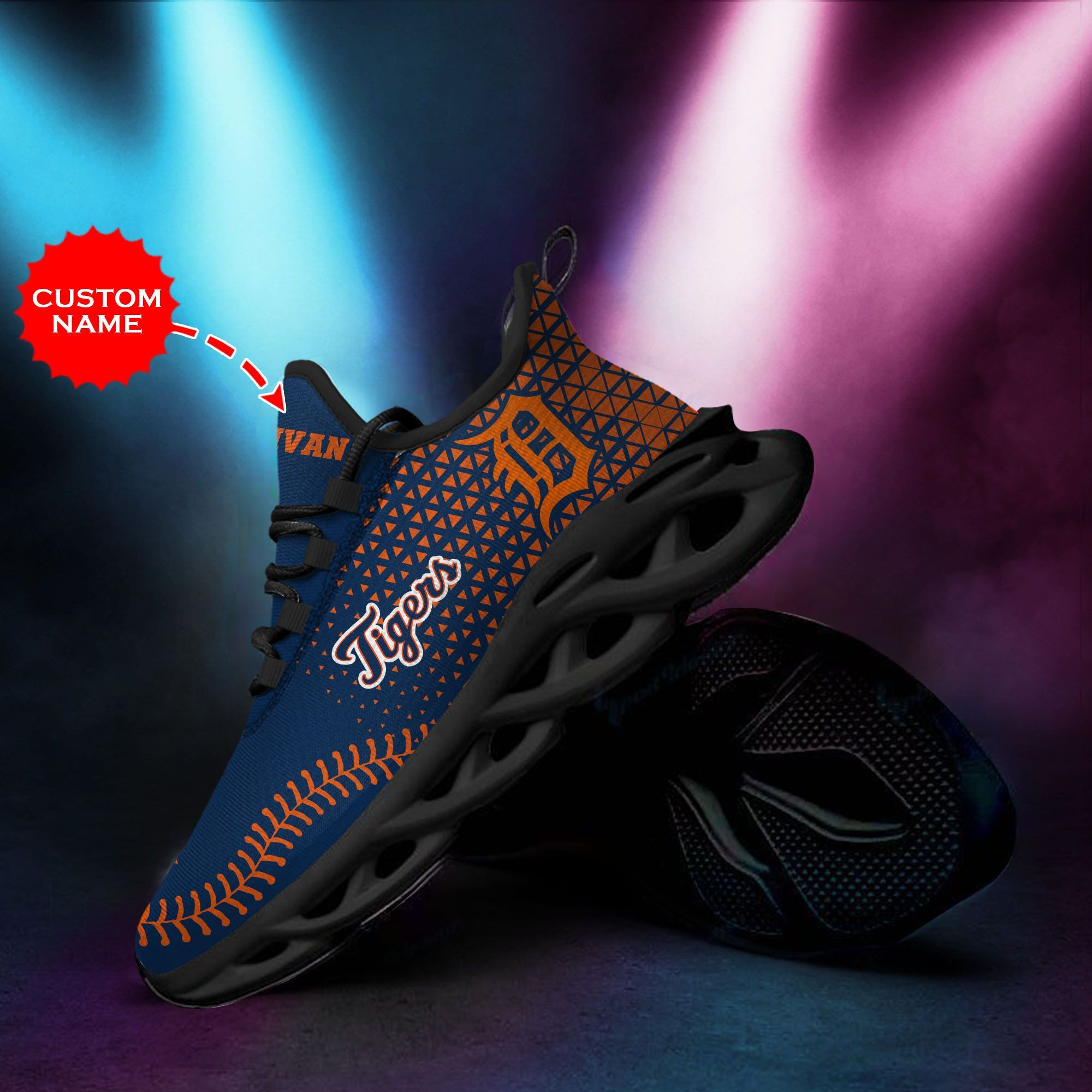 Detroit Tigers Custom Personalized Max Soul Sneakers Shoes - Famjoys Detroit Tigers Custom Personalized Max Soul Sneakers Shoes - Famjoys