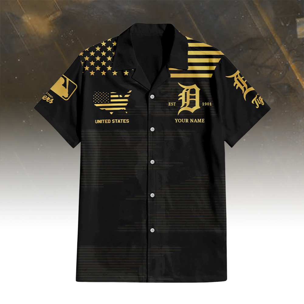 Detroit Tigers Golden Hawaiian Shirt - Famjoys Detroit Tigers Golden Hawaiian Shirt - Famjoys