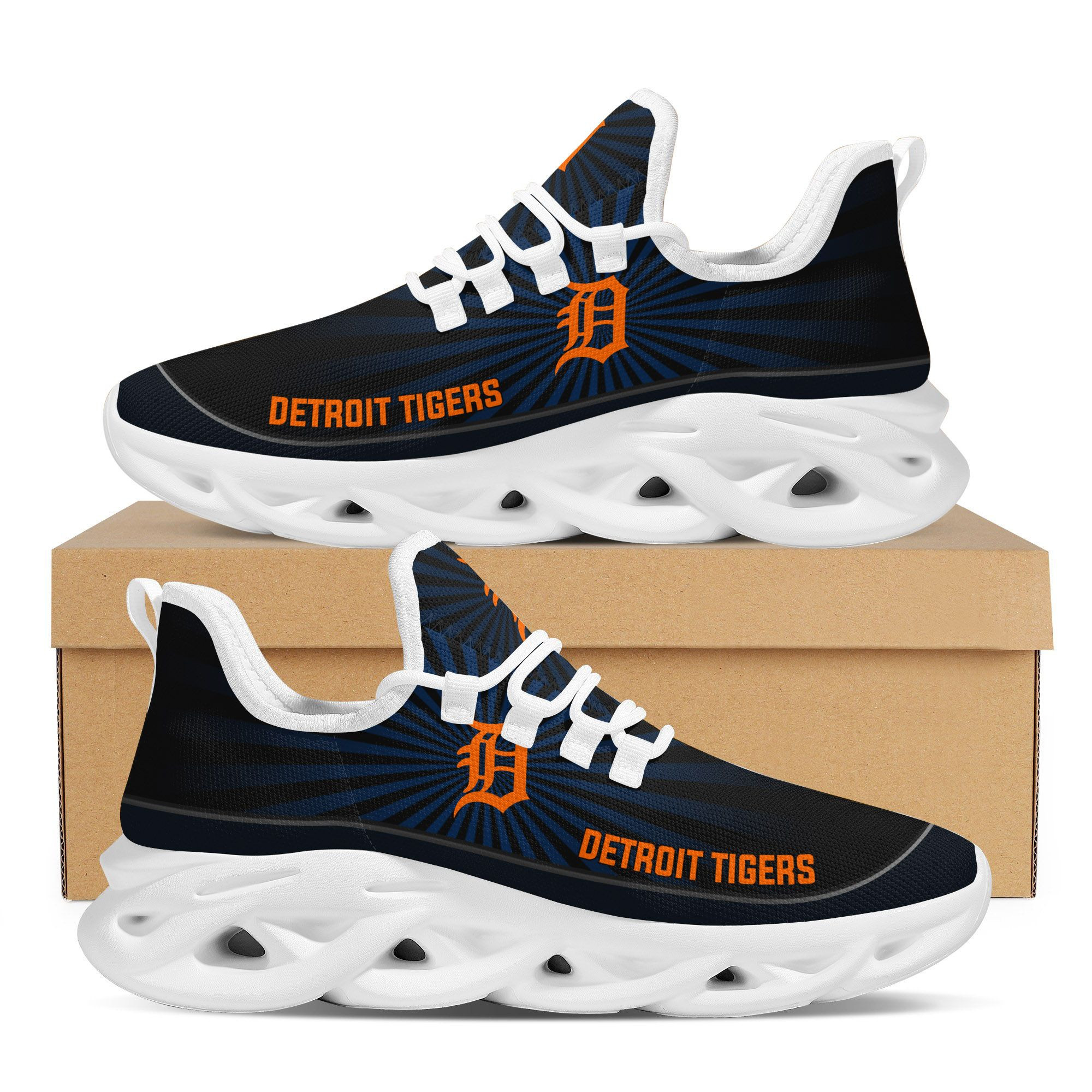 Detroit Tigers  Light Flashes Design Trending Max Soul Clunky Sneaker  Major League Baseball Team