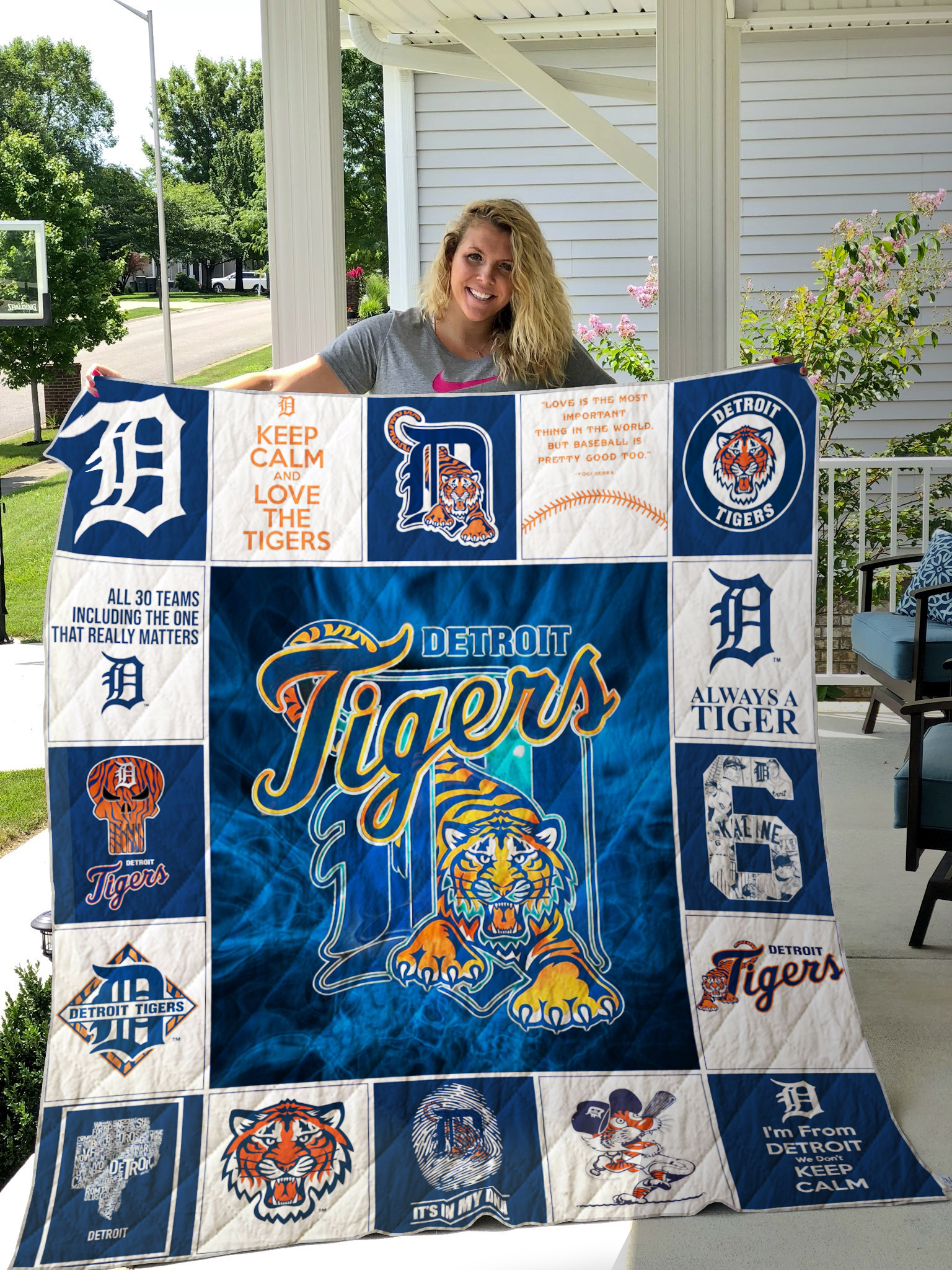 Detroit Tigers Quilt Blanket - Famjoys Detroit Tigers Quilt Blanket - Famjoys