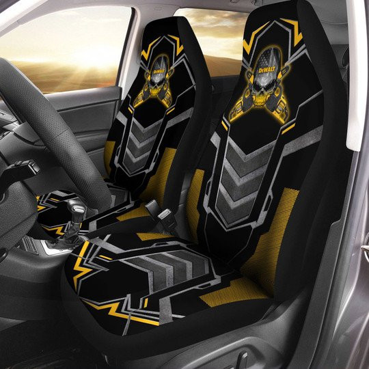 Dewalt Art Metal Logo And Background Mechanic Brand Car Seat Cover - Famjoys Dewalt Art Metal Logo And Background Mechanic Brand Car Seat Cover - Famjoys