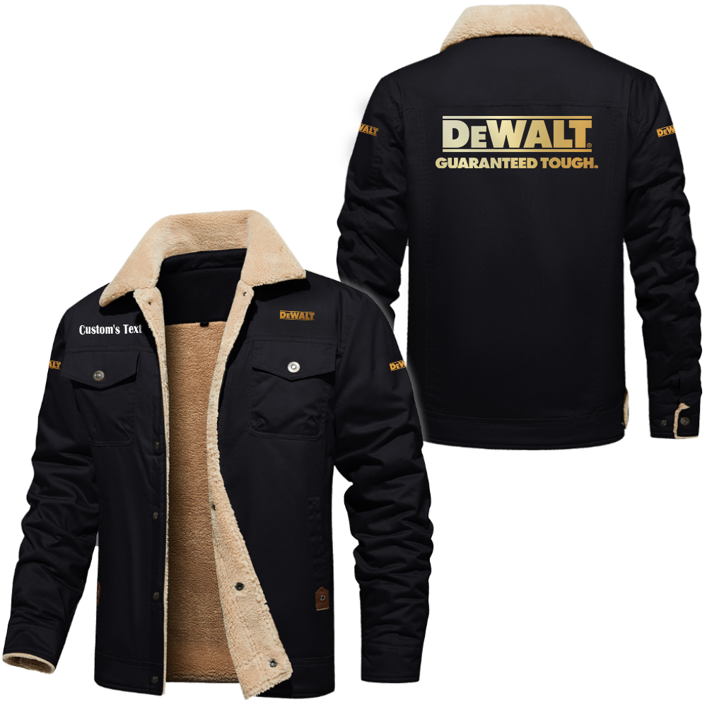 DeWalt Golden Logo Cargo Fleece Lined Cotton Jacket Multicolor, vintage style, customize name