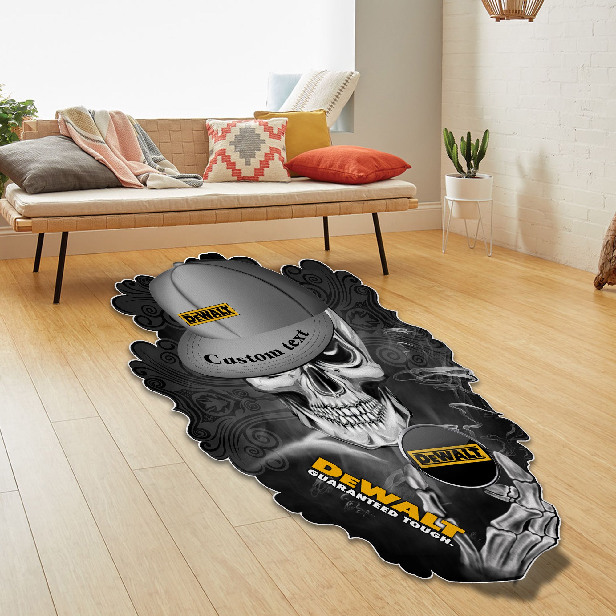 DeWalt Skull Shaped Luxurious Doormat, Rug Home Decor, Custom name - Famjoys DeWalt Skull Shaped Luxurious Doormat, Rug Home Decor, Custom name - Famjoys