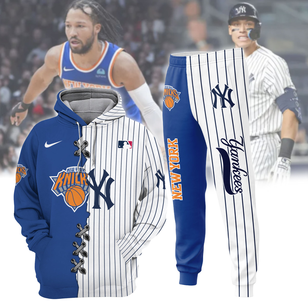 DHFLPC1121 New York Knicks vs New york yankees Hoodie Set - Famjoys DHFLPC1121 New York Knicks vs New york yankees Hoodie Set - Famjoys