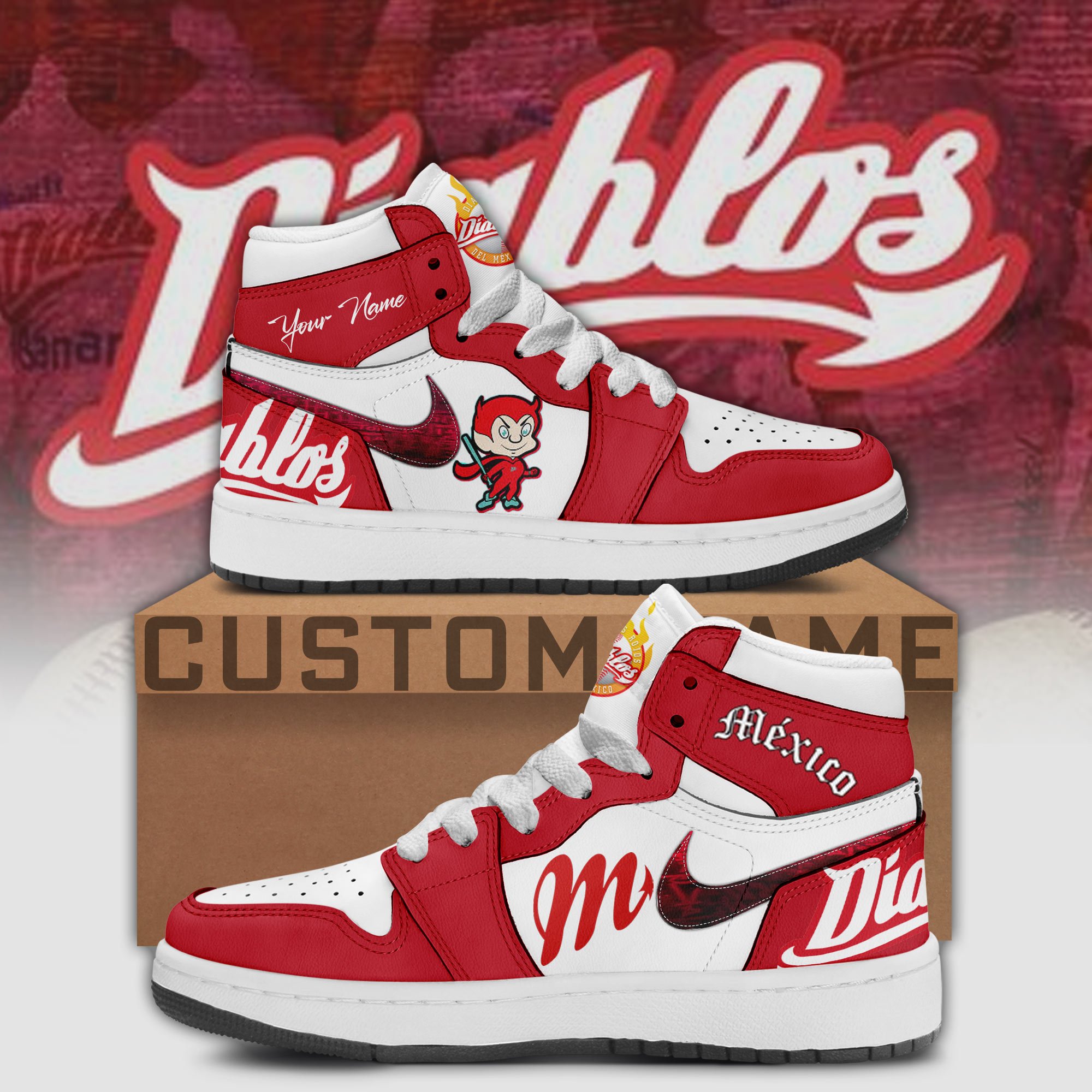 Diablos Rojos del México Sports Shoes v3 - Famjoys Diablos Rojos del México Sports Shoes v3 - Famjoys