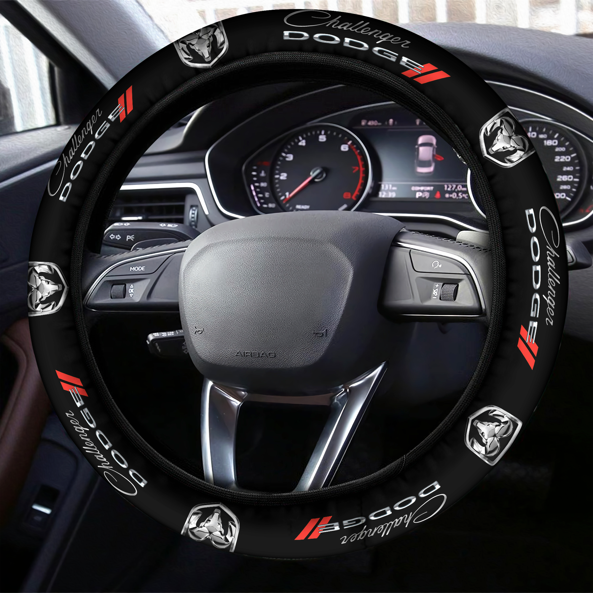 Dodge Challenger Steering Wheel Cover Black - Famjoys Dodge Challenger Steering Wheel Cover Black - Famjoys