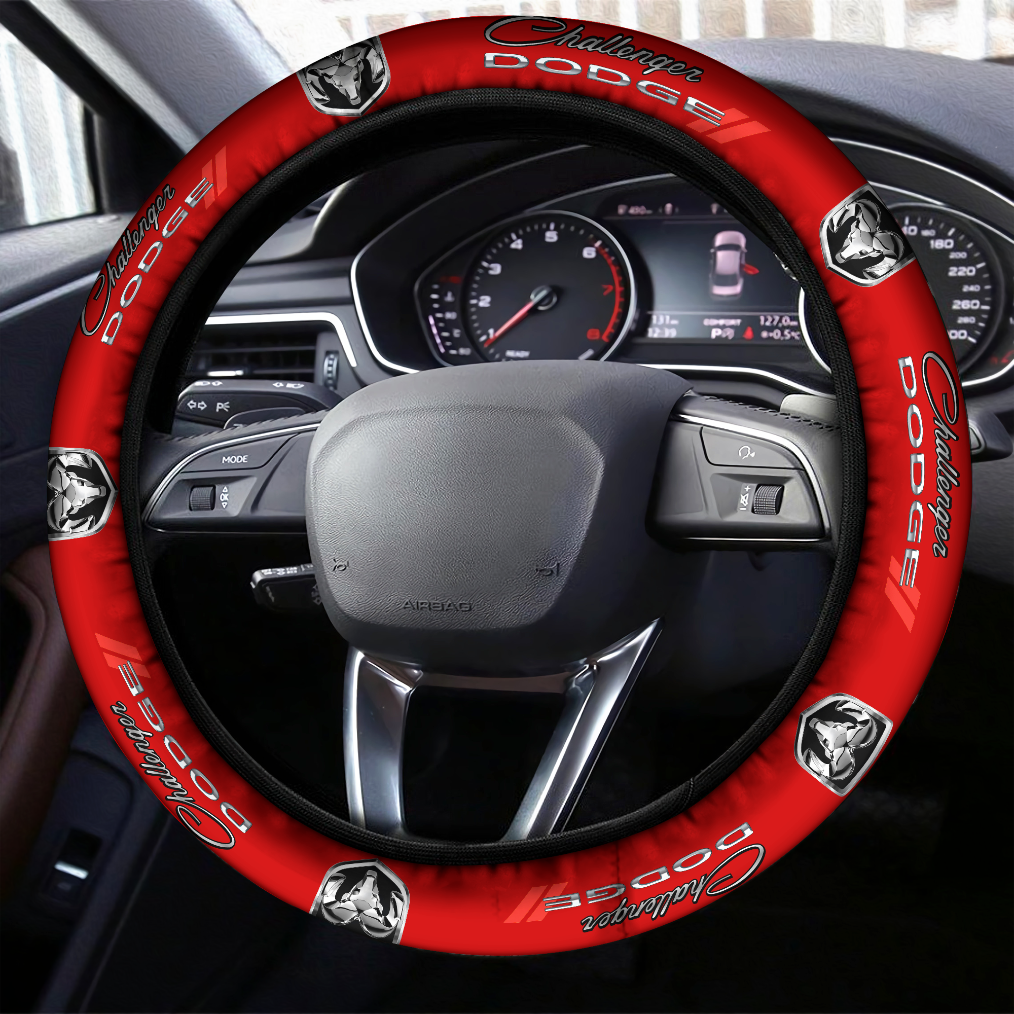 Dodge Challenger Steering Wheel Cover Red - Famjoys Dodge Challenger Steering Wheel Cover Red - Famjoys