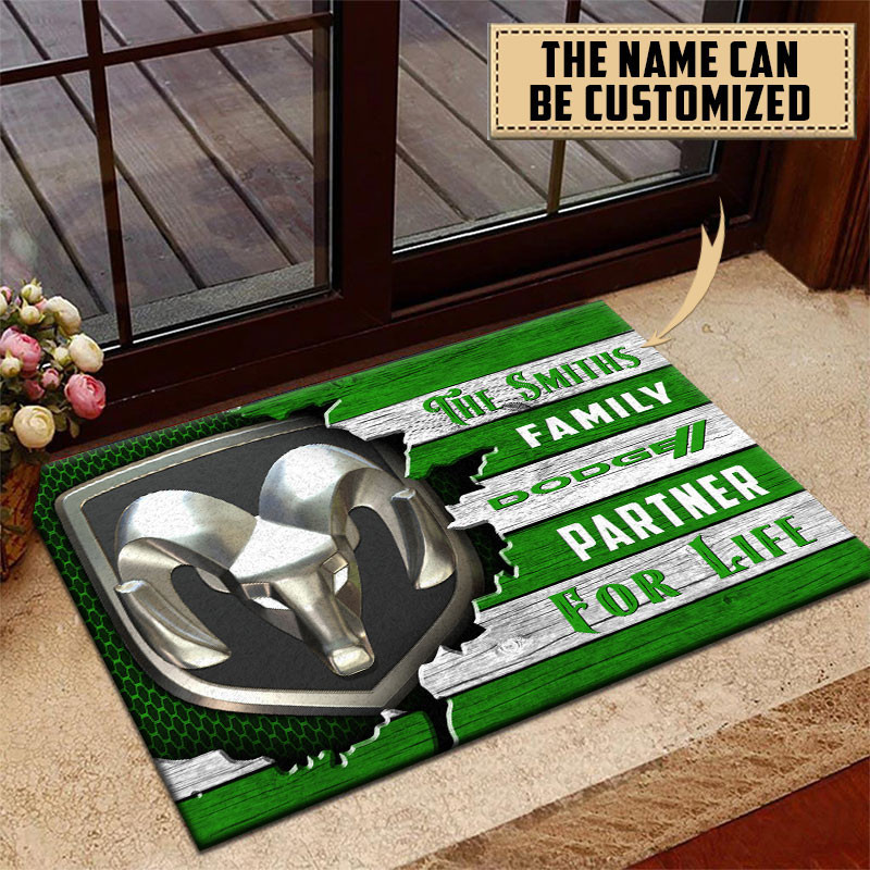 Dodge Doormat Custom Name, Multicolor - Famjoys Dodge Doormat Custom Name, Multicolor - Famjoys