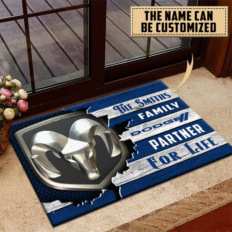 Dodge Doormat Custom Name, Multicolor - Famjoys Dodge Doormat Custom Name, Multicolor - Famjoys
