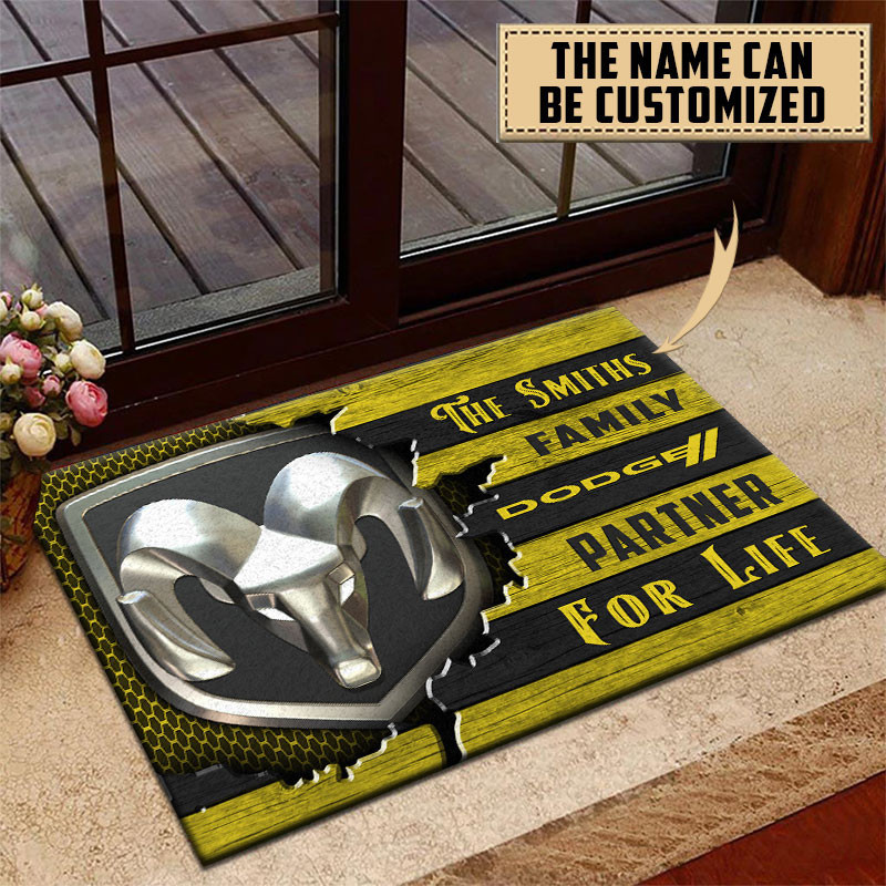 Dodge Doormat Custom Name, Multicolor - Famjoys Dodge Doormat Custom Name, Multicolor - Famjoys