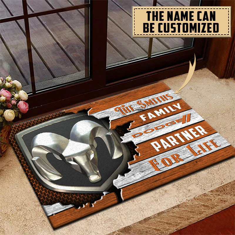 Dodge Doormat Custom Name, Multicolor - Famjoys Dodge Doormat Custom Name, Multicolor - Famjoys