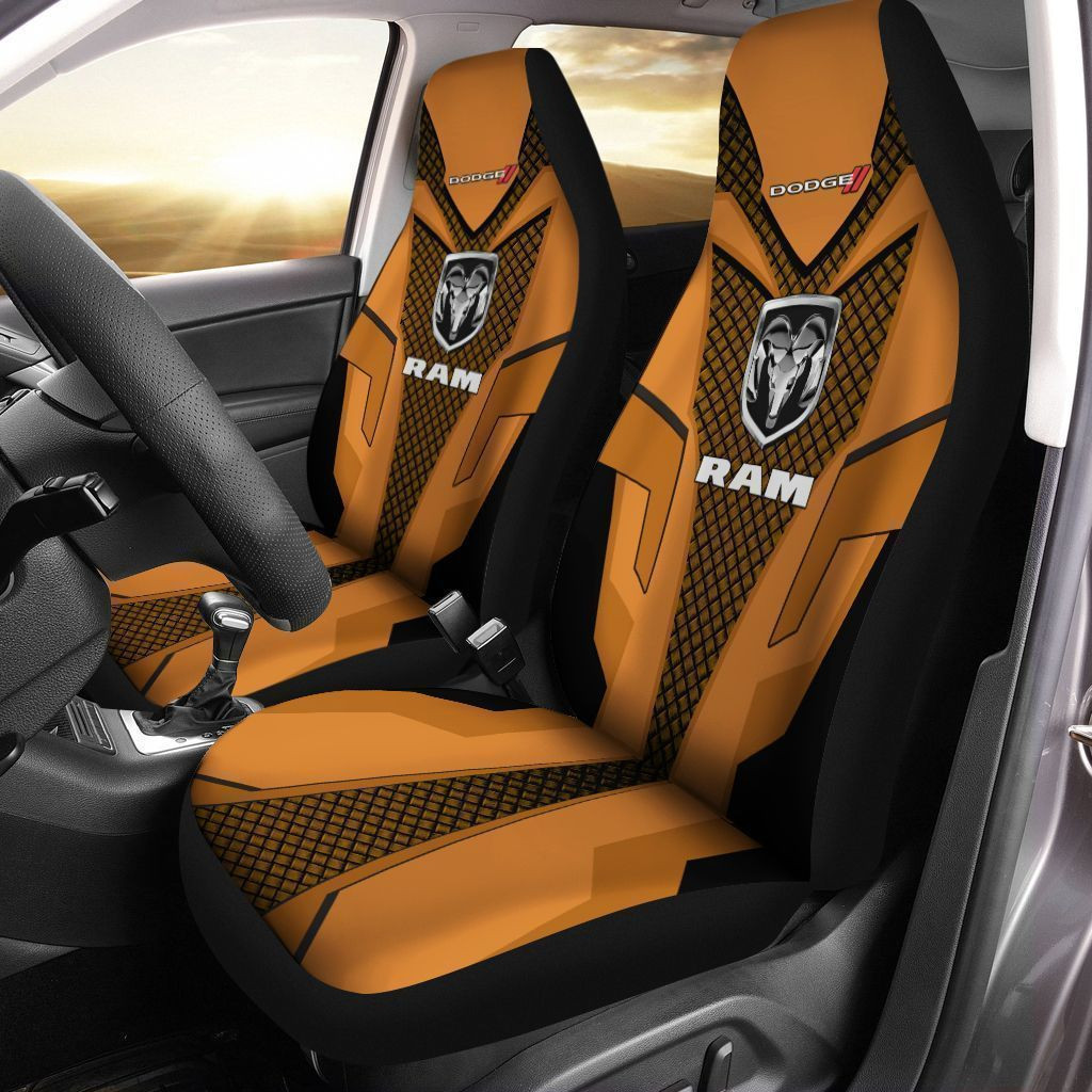 Dodge RAM  Car Seat Cover (Set of 2) Ver 1 (Brown) - Famjoys