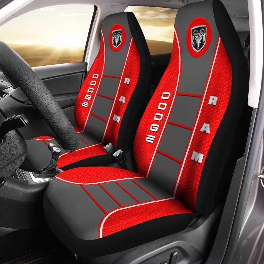 Dodge RAM  Car Seat Cover (Set of 2) Ver 5 (Red)