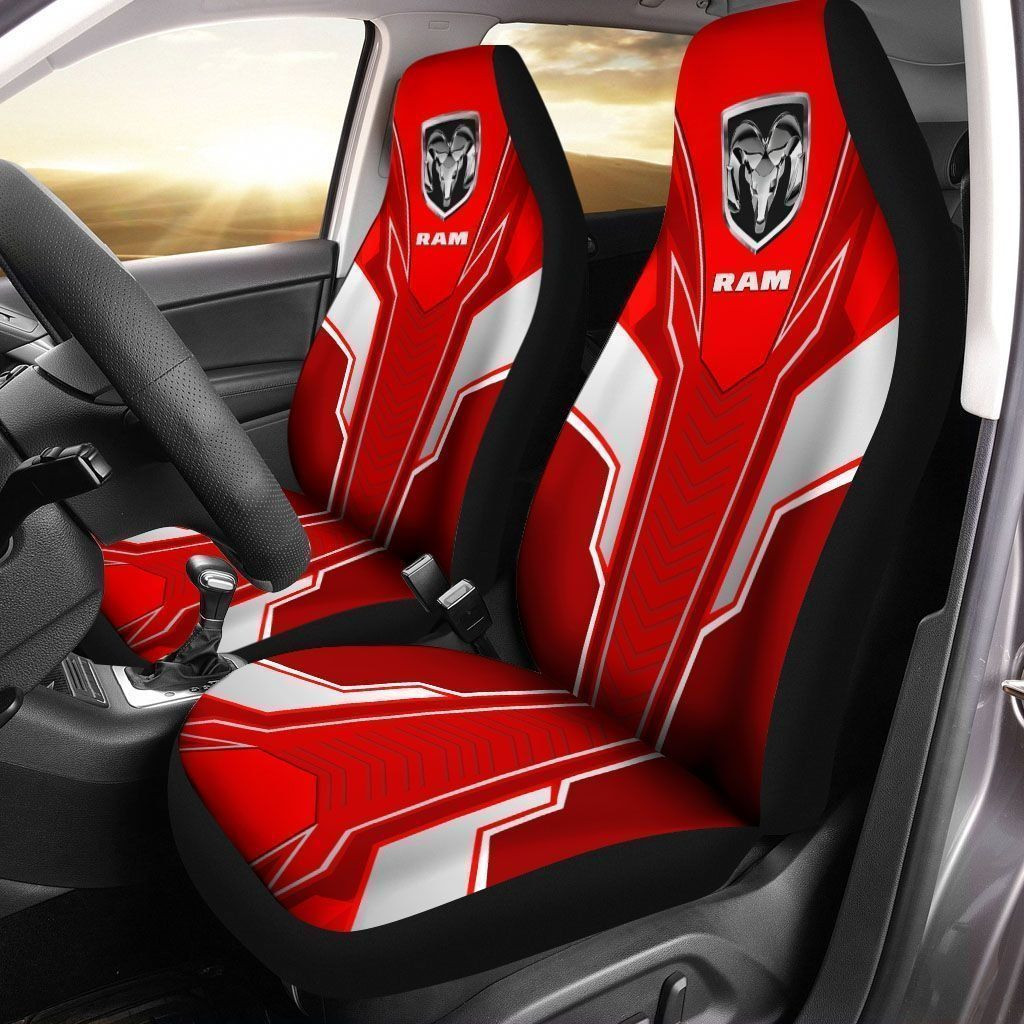 Dodge RAM  Car Seat Cover (Set of 2) Ver 6 (Red)