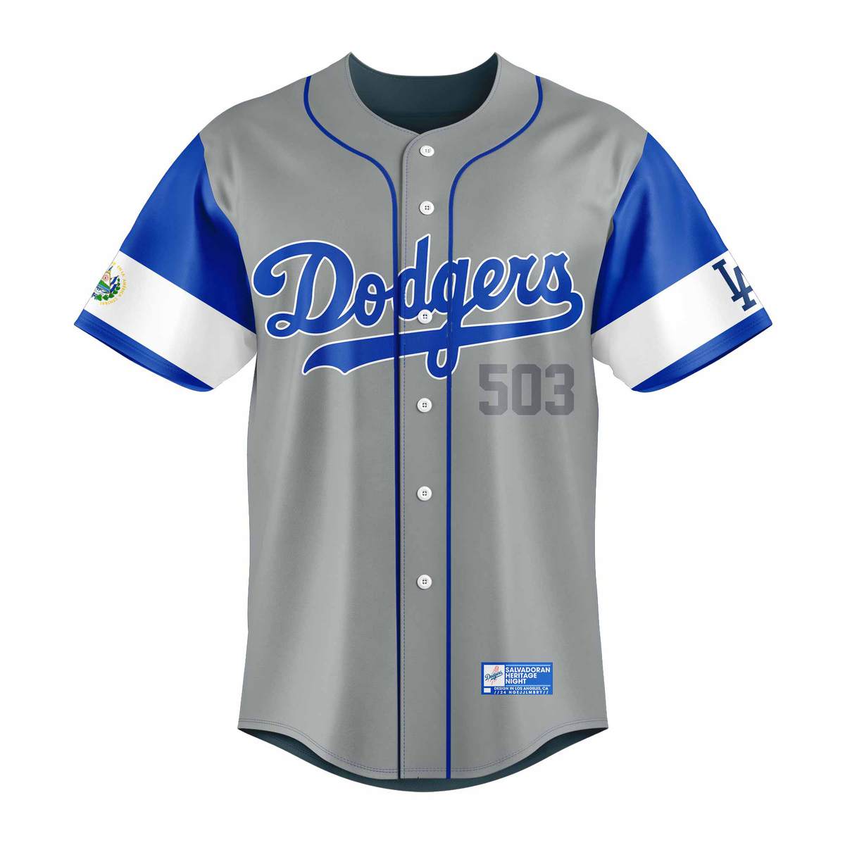 Dodgers Salvadoran Heritage Night Salvador Jersey+Pants+ Cap+NT28082406ID10DS10 - Famjoys Dodgers Salvadoran Heritage Night Salvador Jersey+Pants+ Cap+NT28082406ID10DS10 - Famjoys