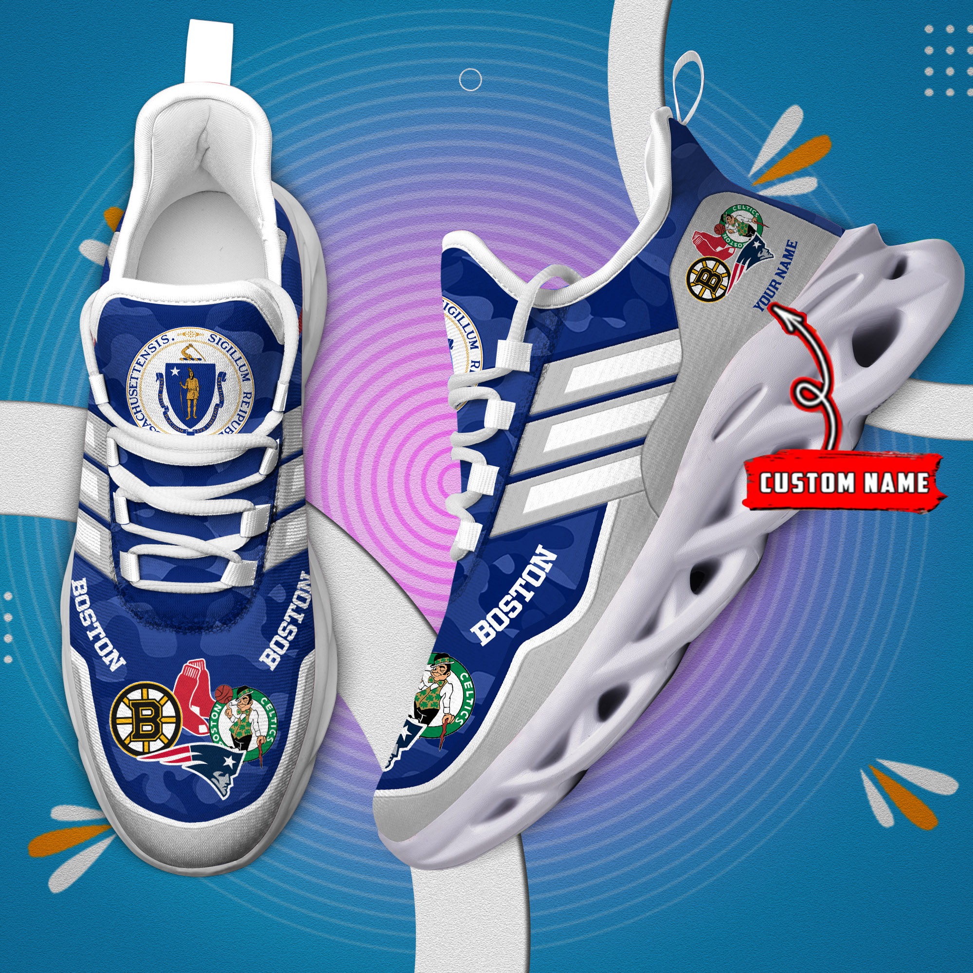 DS005 BostonBLUE001 Clunky Max Soul Shoes - Famjoys DS005 BostonBLUE001 Clunky Max Soul Shoes - Famjoys