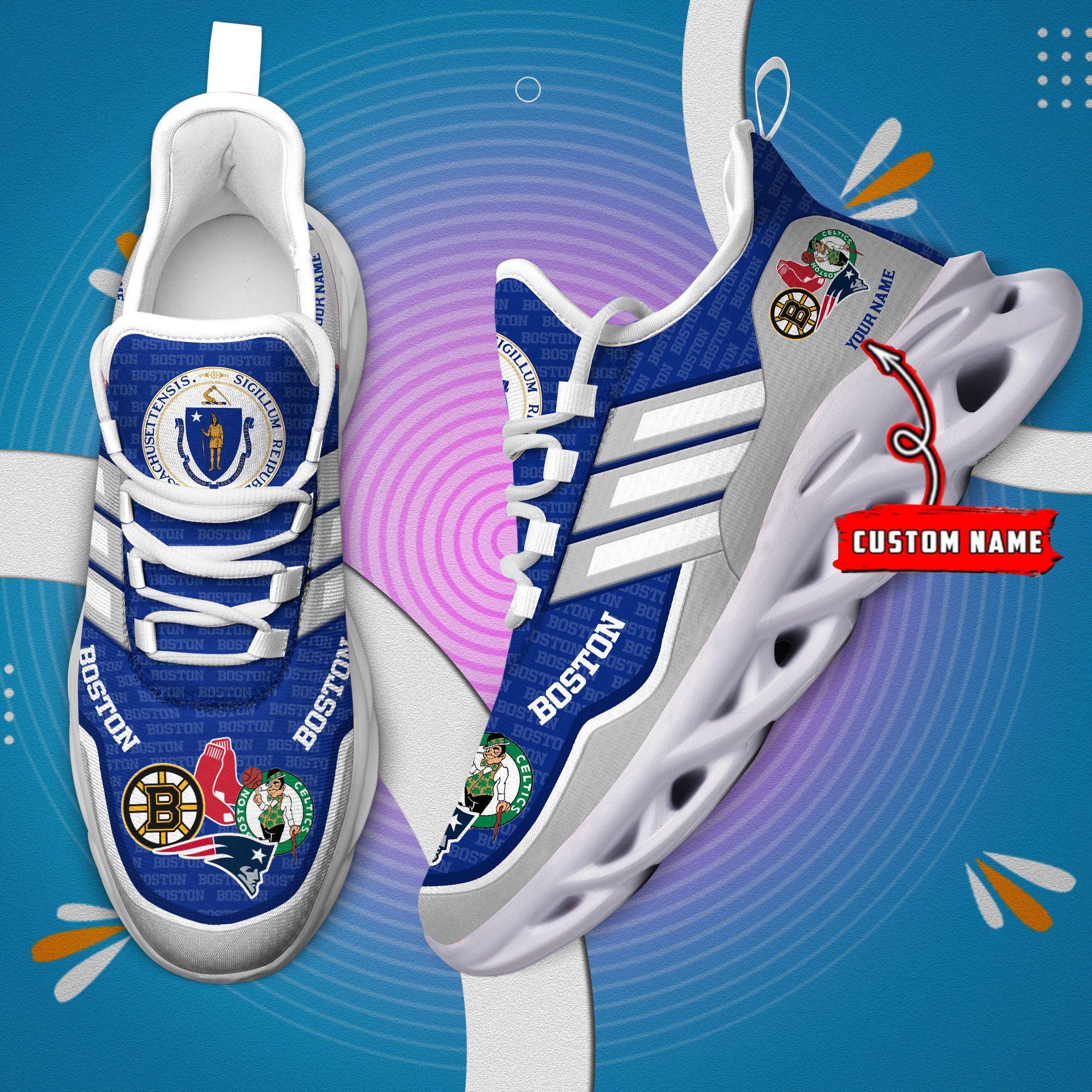 DS005 BostonBLUE002 Clunky Max Soul Shoes - Famjoys DS005 BostonBLUE002 Clunky Max Soul Shoes - Famjoys