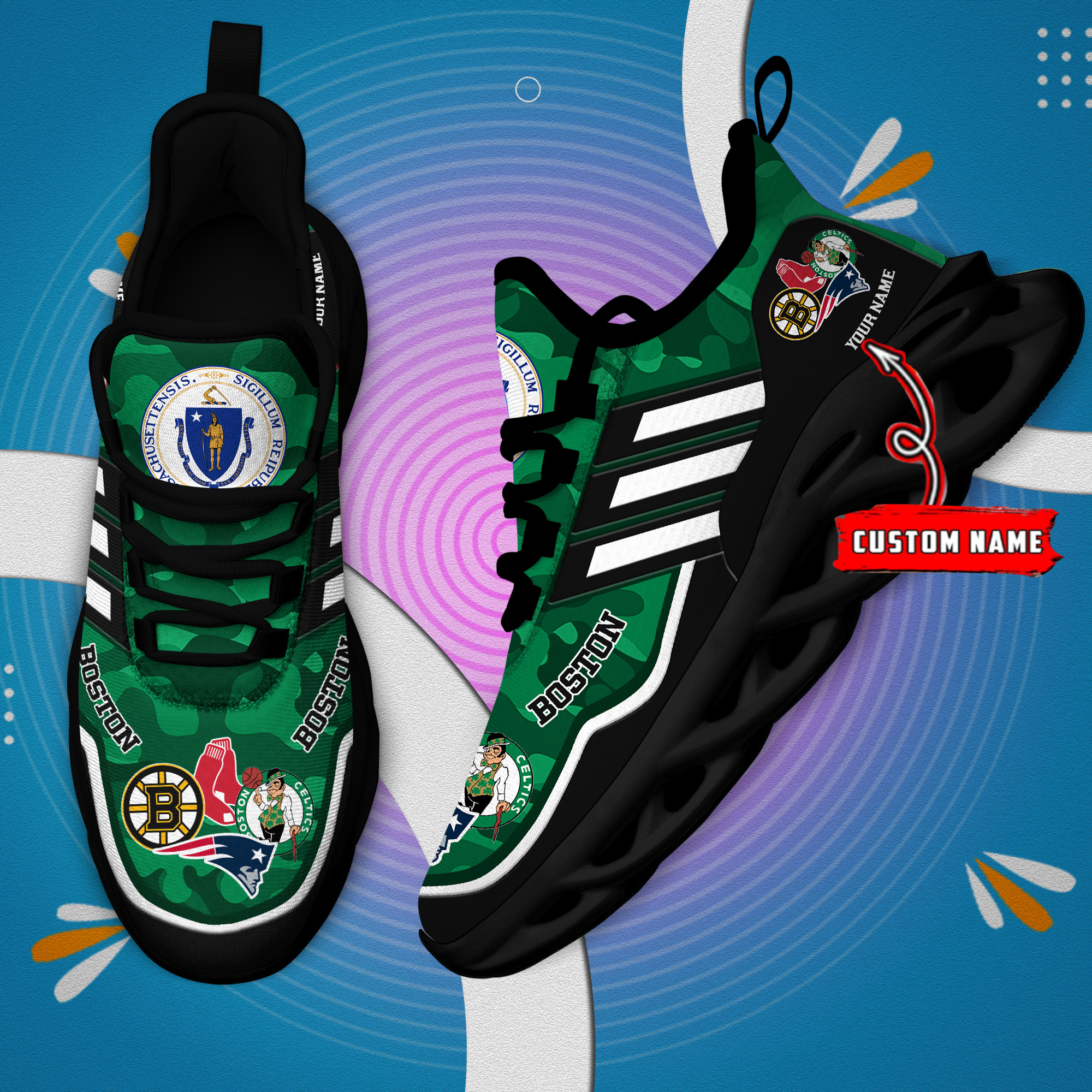 DS005 BostonGREEN001 Clunky Max Soul Shoes - Famjoys DS005 BostonGREEN001 Clunky Max Soul Shoes - Famjoys