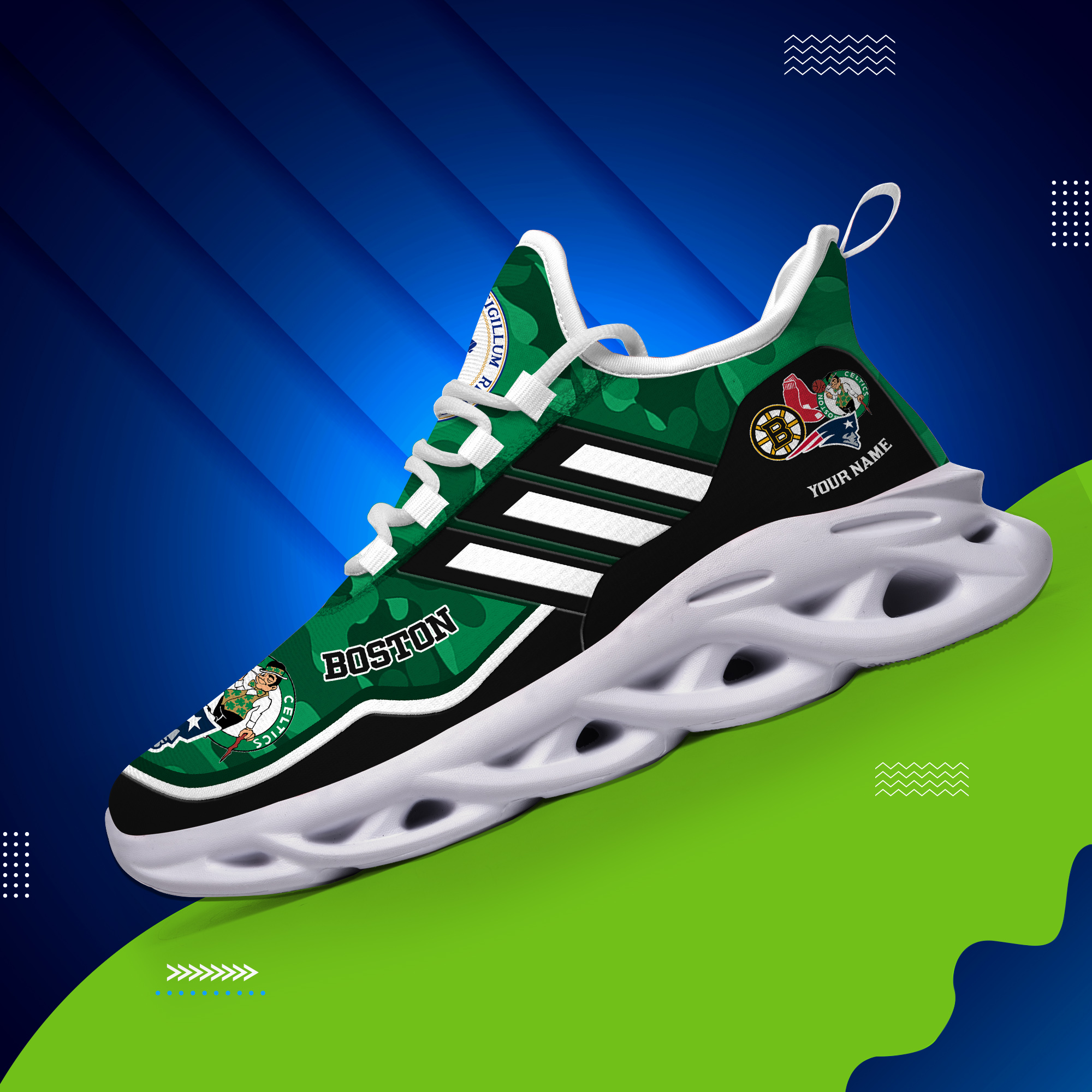 DS005 BostonGREEN001 Clunky Max Soul Shoes - Famjoys DS005 BostonGREEN001 Clunky Max Soul Shoes - Famjoys