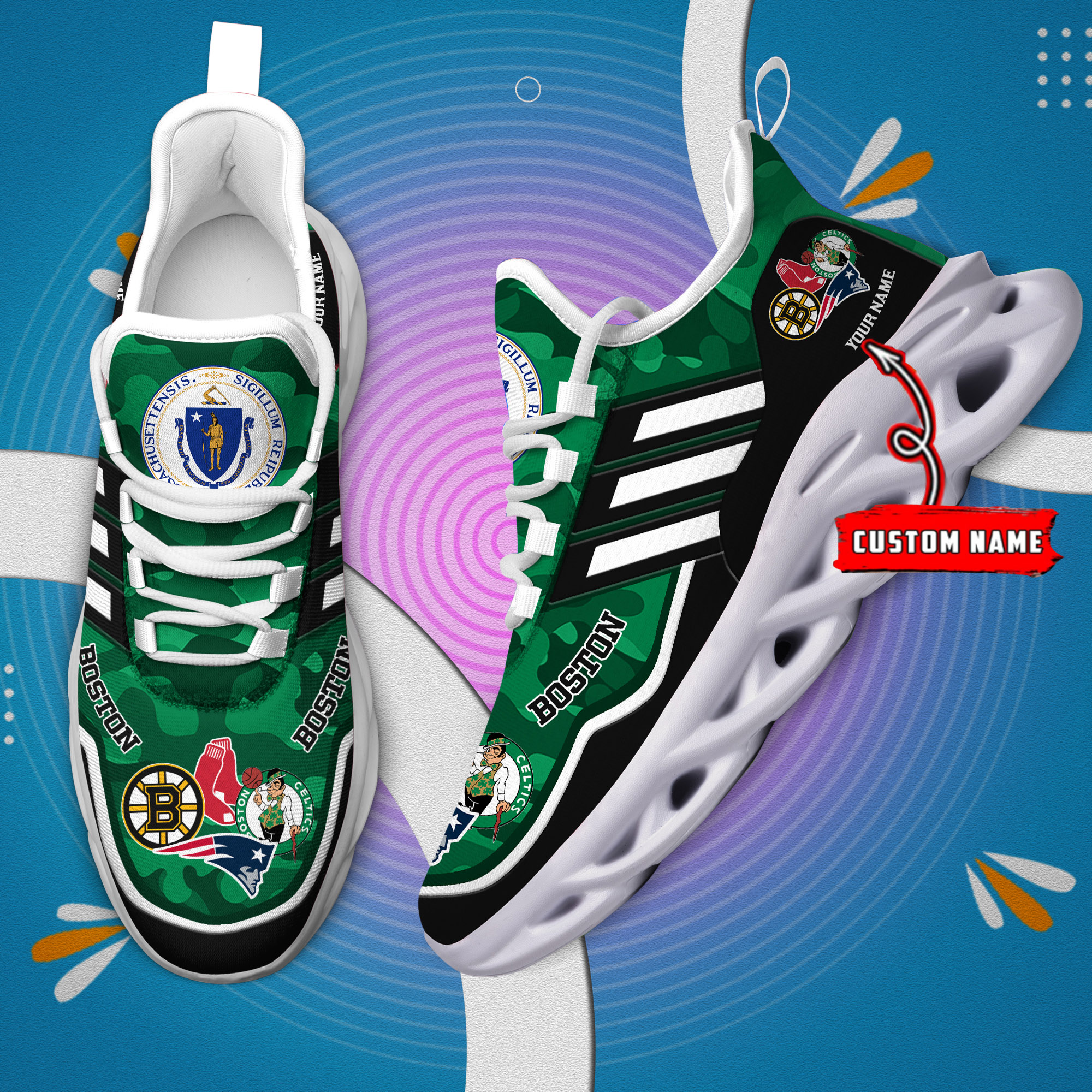 DS005 BostonGREEN001 Clunky Max Soul Shoes - Famjoys DS005 BostonGREEN001 Clunky Max Soul Shoes - Famjoys