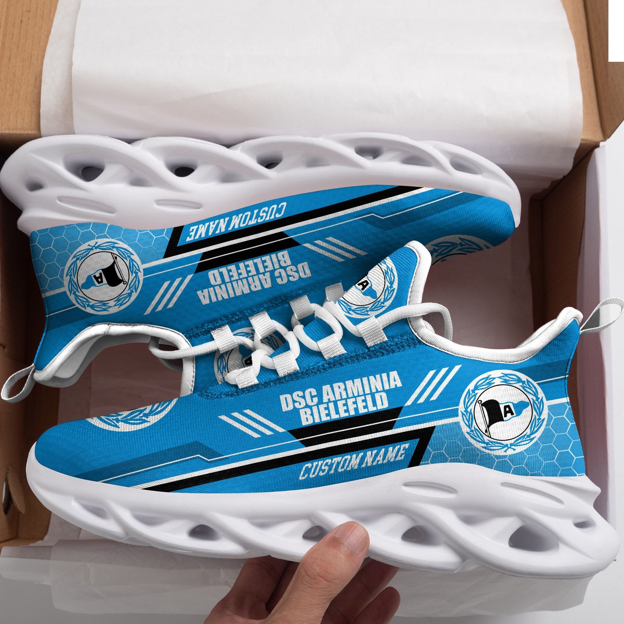 DSC Arminia Bielefeld Custom Personalized Max Soul Sneakers Shoes - Famjoys DSC Arminia Bielefeld Custom Personalized Max Soul Sneakers Shoes - Famjoys