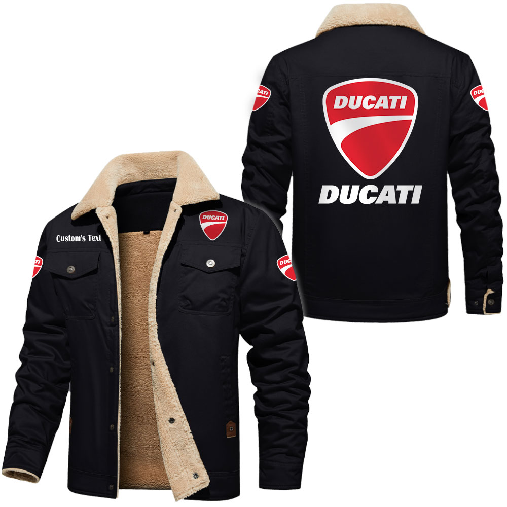 Ducati Cargo Fleece Lined Cotton Jacket Multicolor, vintage style, customize name