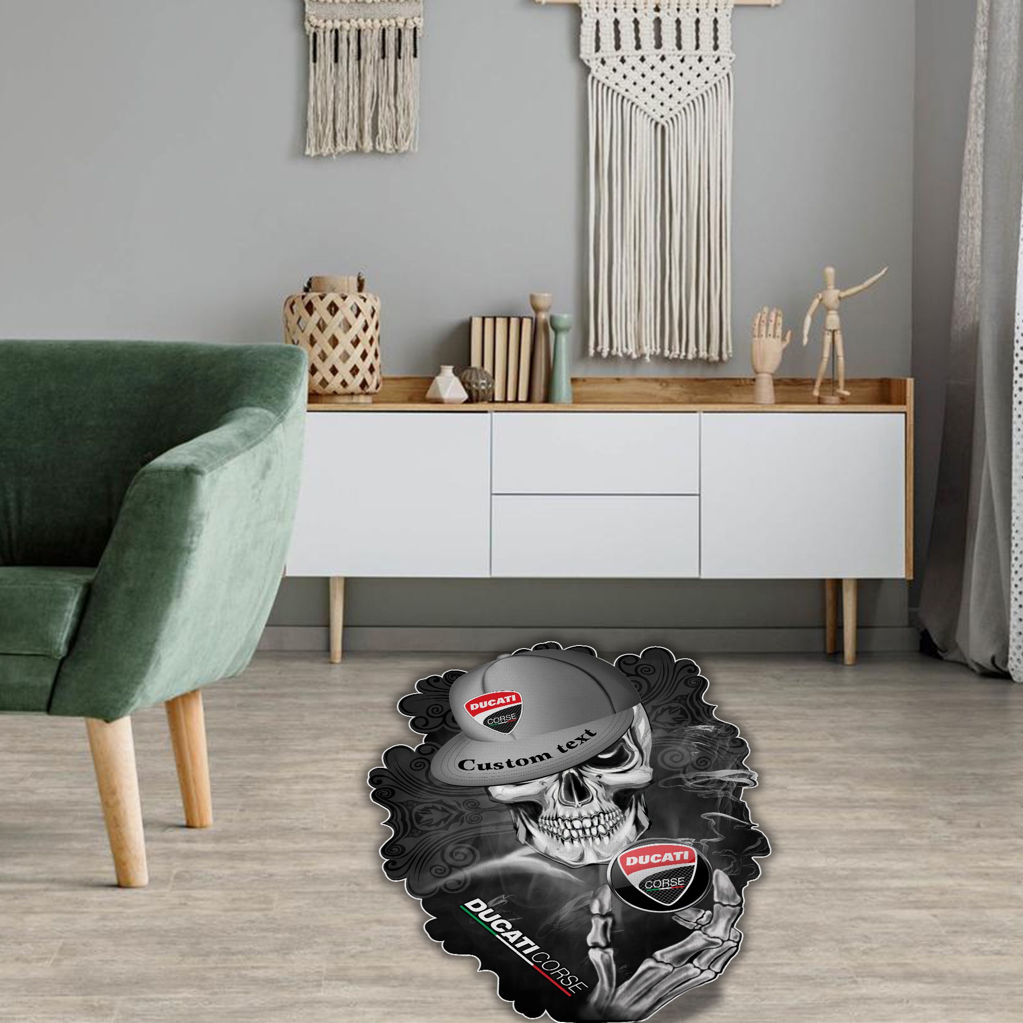 Ducati Corse Skull Shaped Luxurious Doormat, Rug Home Decor, Custom name - Famjoys Ducati Corse Skull Shaped Luxurious Doormat, Rug Home Decor, Custom name - Famjoys