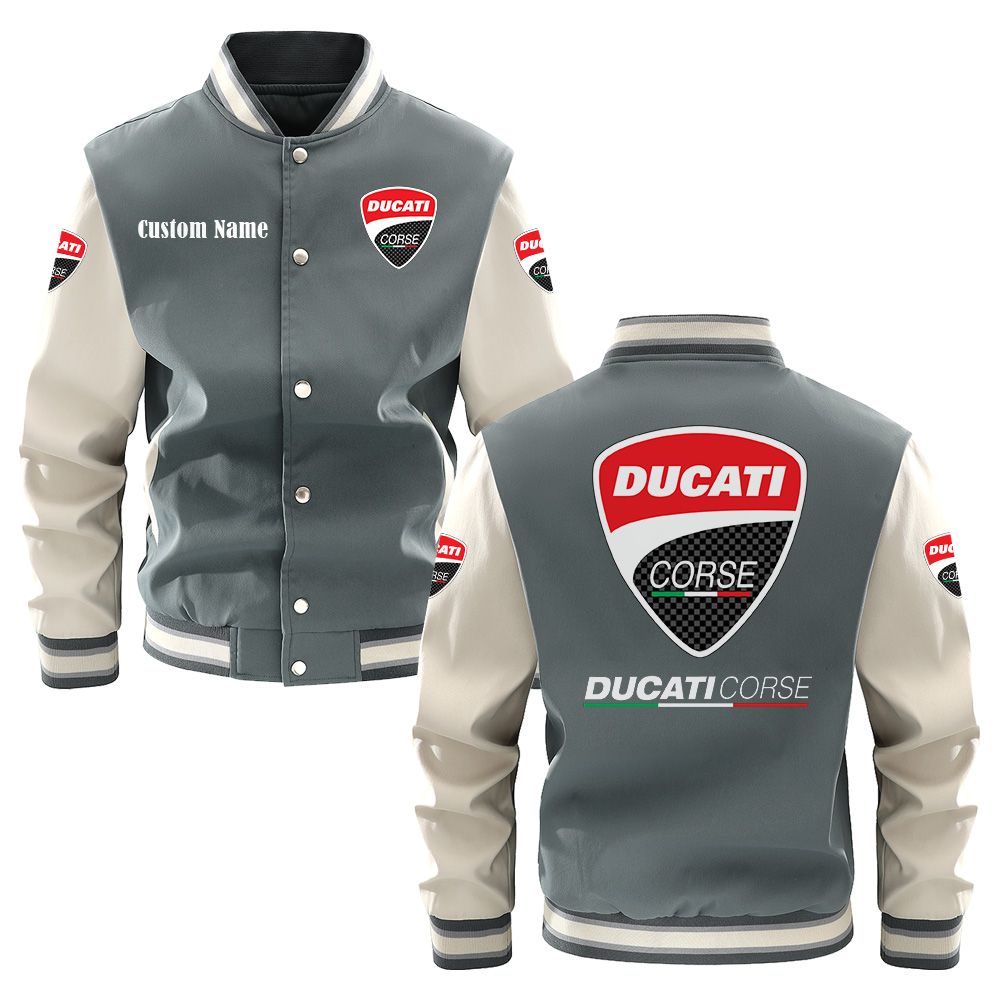Ducati Corse Varsity Jacket, Baseball jacket, Letterman Jacket Customize Name, Multicolor - Famjoys Ducati Corse Varsity Jacket, Baseball jacket, Letterman Jacket Customize Name, Multicolor - Famjoys