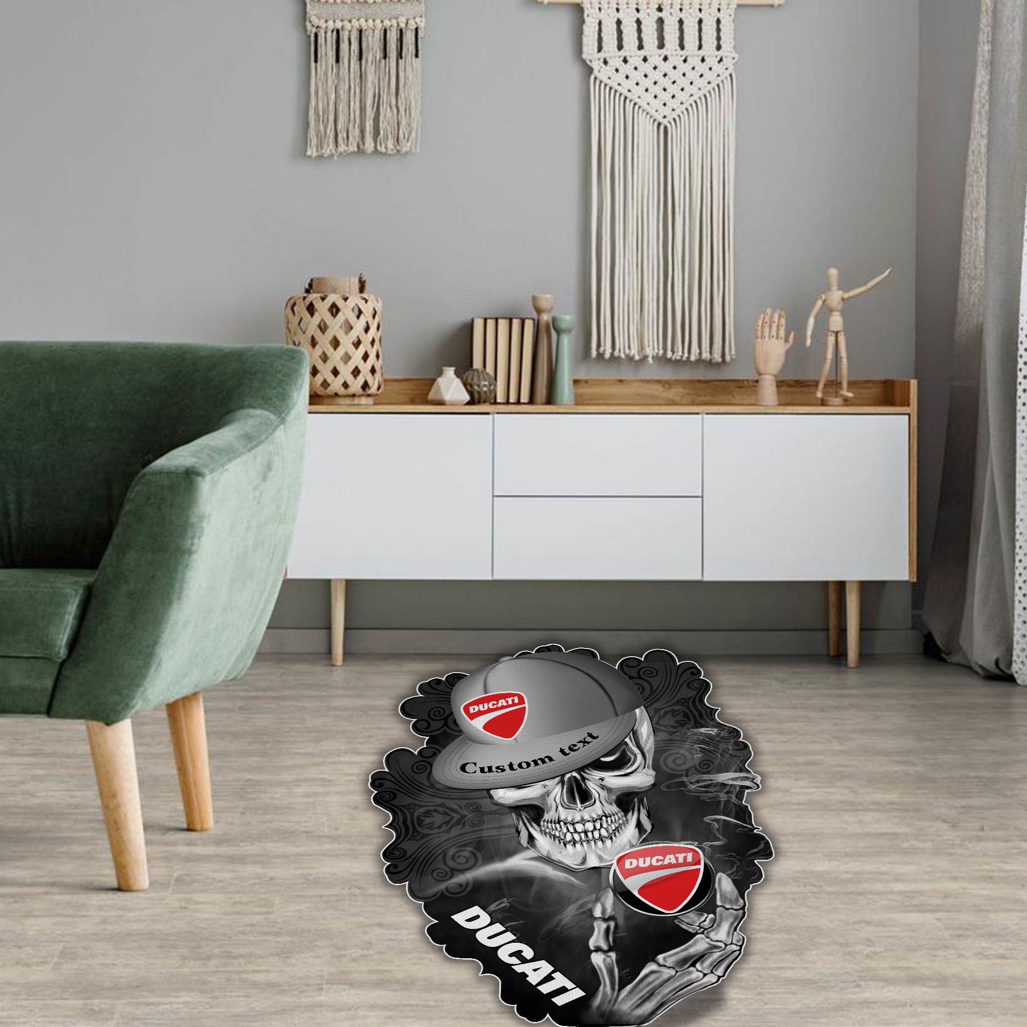 Ducati Skull Shaped Luxurious Doormat, Rug Home Decor, Custom name - Famjoys Ducati Skull Shaped Luxurious Doormat, Rug Home Decor, Custom name - Famjoys