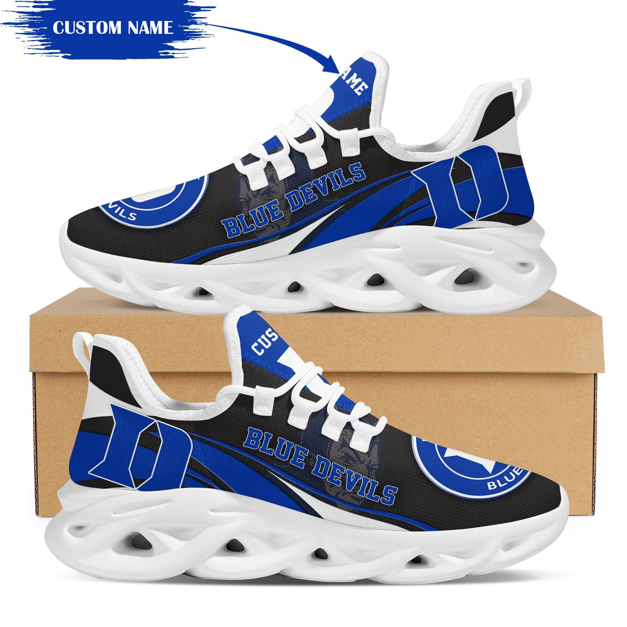 Duke Blue Devils Mascot Custom Name Personalized Max Soul Sneakers - Famjoys Duke Blue Devils Mascot Custom Name Personalized Max Soul Sneakers - Famjoys