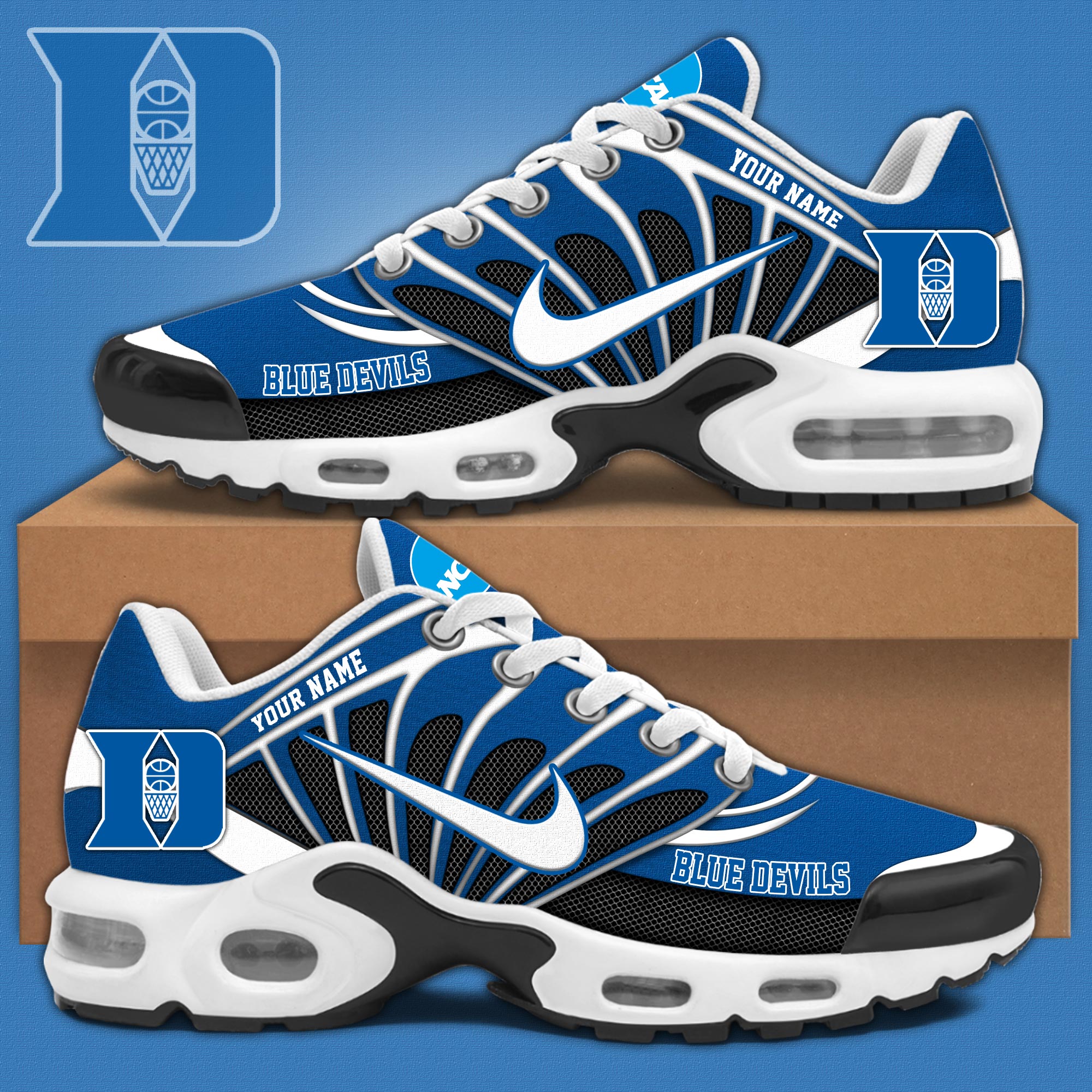 Duke Blue Devils Mens Basketball Air Max Plus Sneakers - Famjoys Duke Blue Devils Mens Basketball Air Max Plus Sneakers - Famjoys