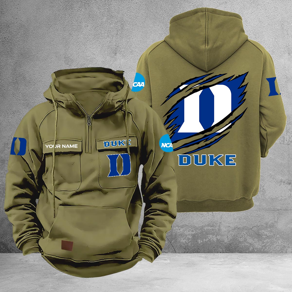 Duke Blue Devils Multi-Pockets Zip-Up Hoodie - Famjoys Duke Blue Devils Multi-Pockets Zip-Up Hoodie - Famjoys