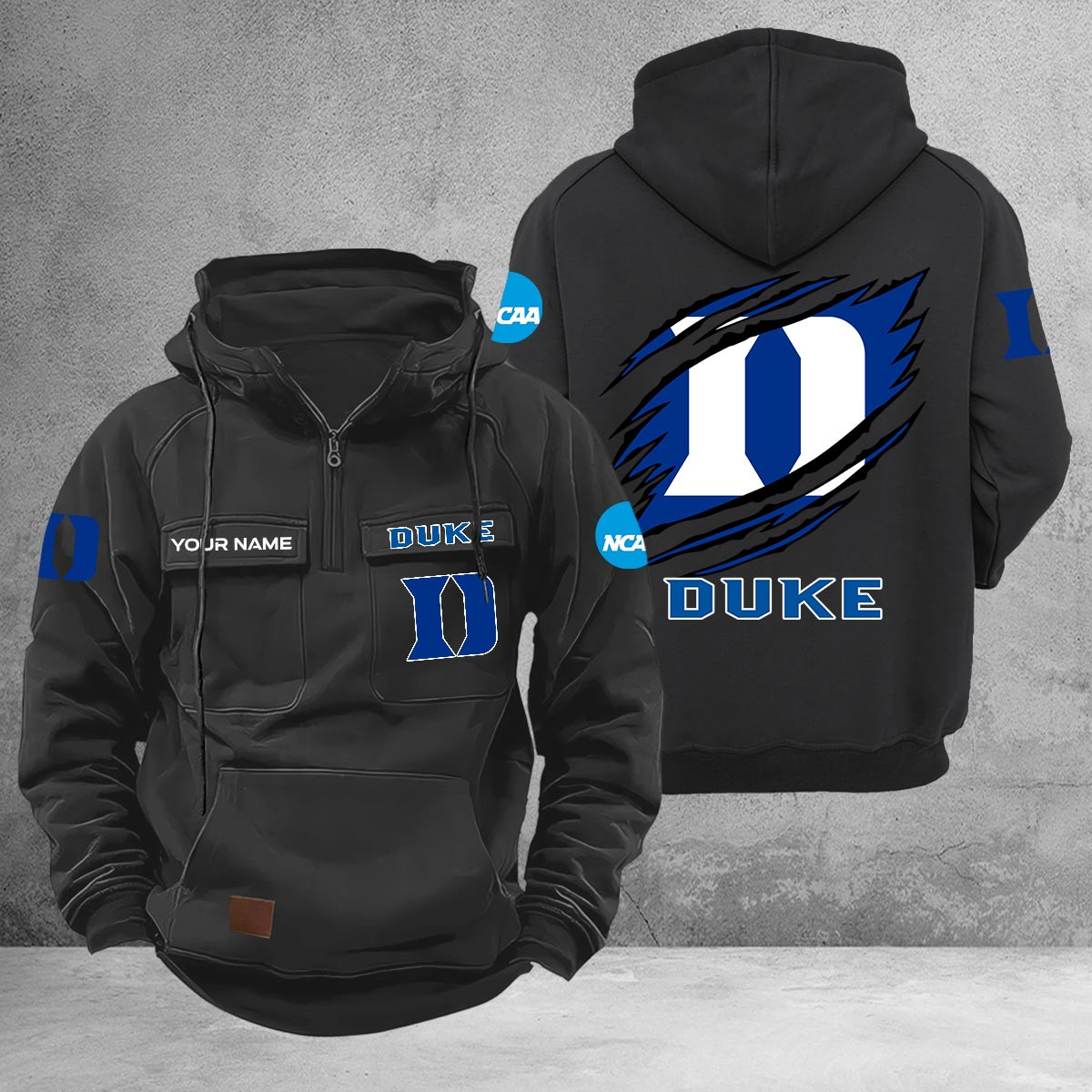 Duke Blue Devils Multi-Pockets Zip-Up Hoodie - Famjoys Duke Blue Devils Multi-Pockets Zip-Up Hoodie - Famjoys