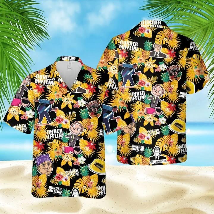 Dunder Mifflin Tropical Hawaiian Shirt, Beach Shorts - Famjoys Dunder Mifflin Tropical Hawaiian Shirt, Beach Shorts - Famjoys