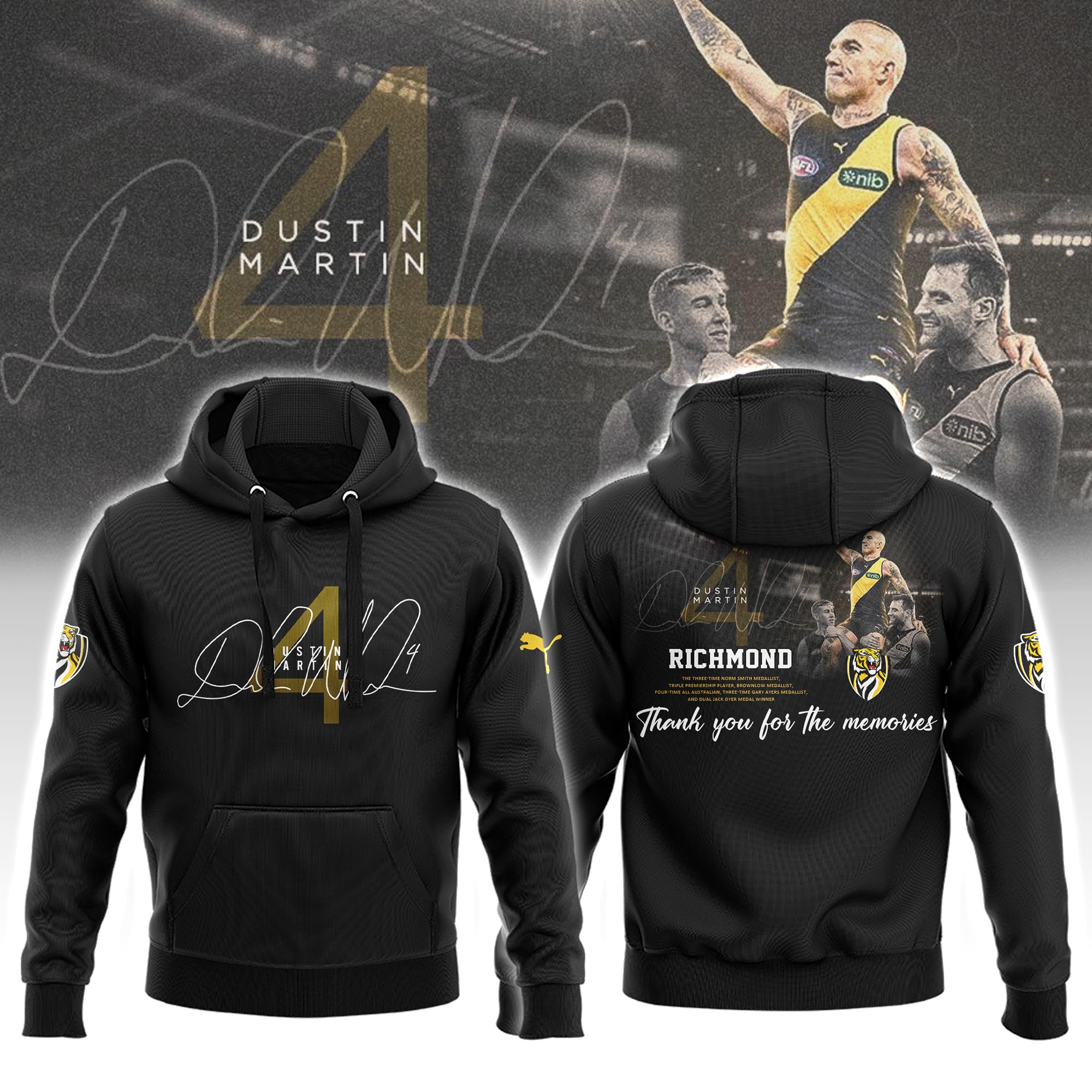 Dustin Martin Richmond PUMA Hoodie Thanks Your Signature Limited - Famjoys Dustin Martin Richmond PUMA Hoodie Thanks Your Signature Limited - Famjoys