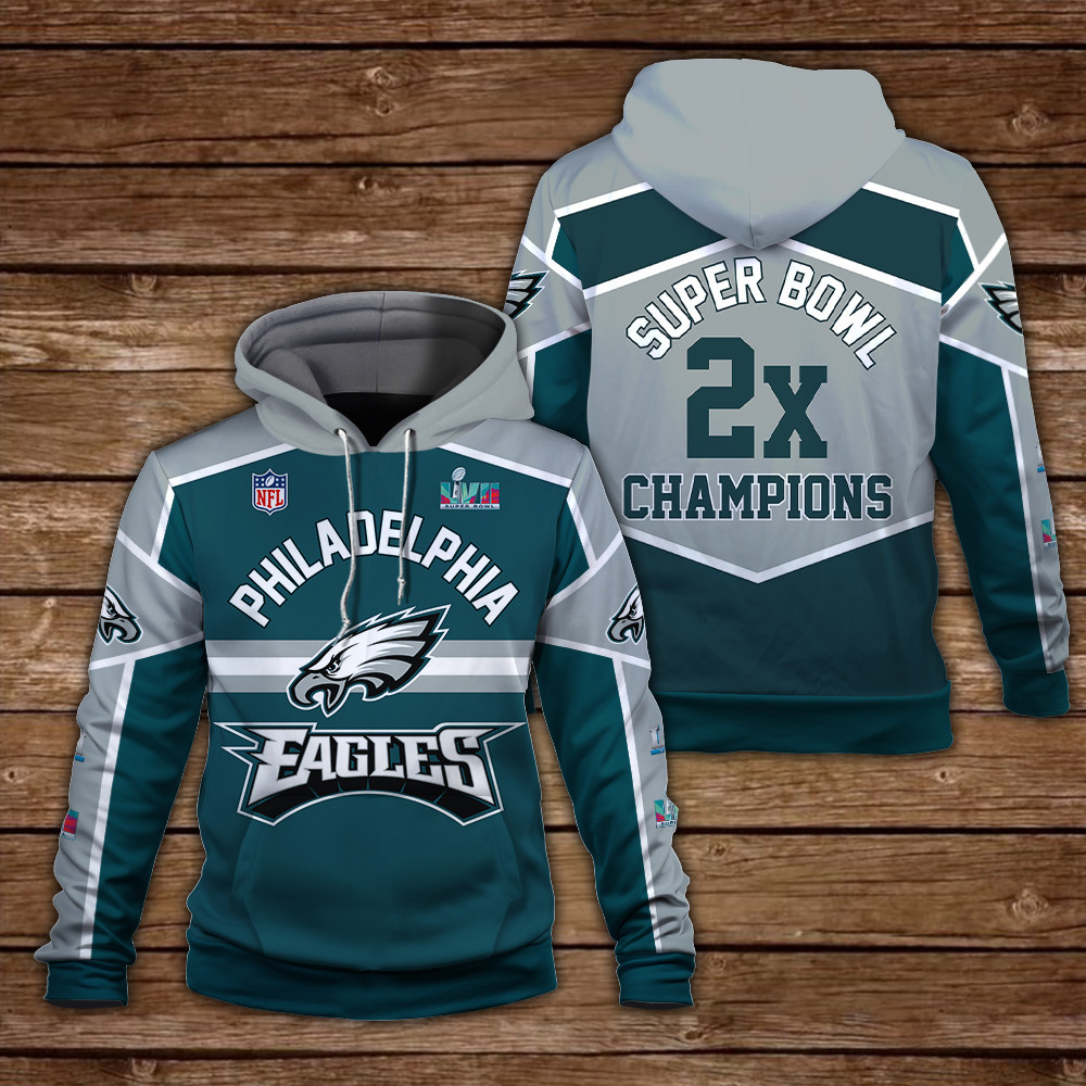 Eagles 2X Super Bowl Champions Philadelphia Eagles Super Bowl Champion 2023 Unisex 3D Hoodie - Famjoys Eagles 2X Super Bowl Champions Philadelphia Eagles Super Bowl Champion 2023 Unisex 3D Hoodie - Famjoys