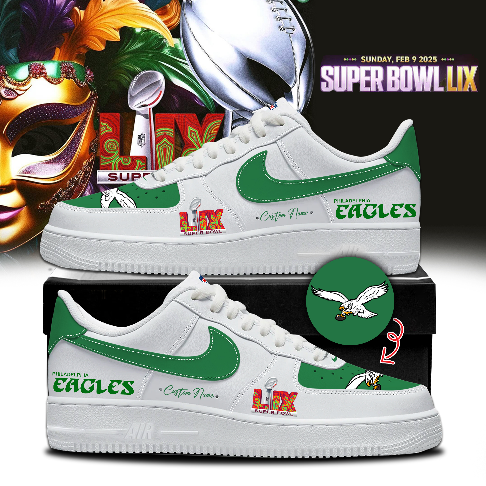 Eagles New Personalized Shoes Super Bowl - Famjoys Eagles New Personalized Shoes Super Bowl - Famjoys