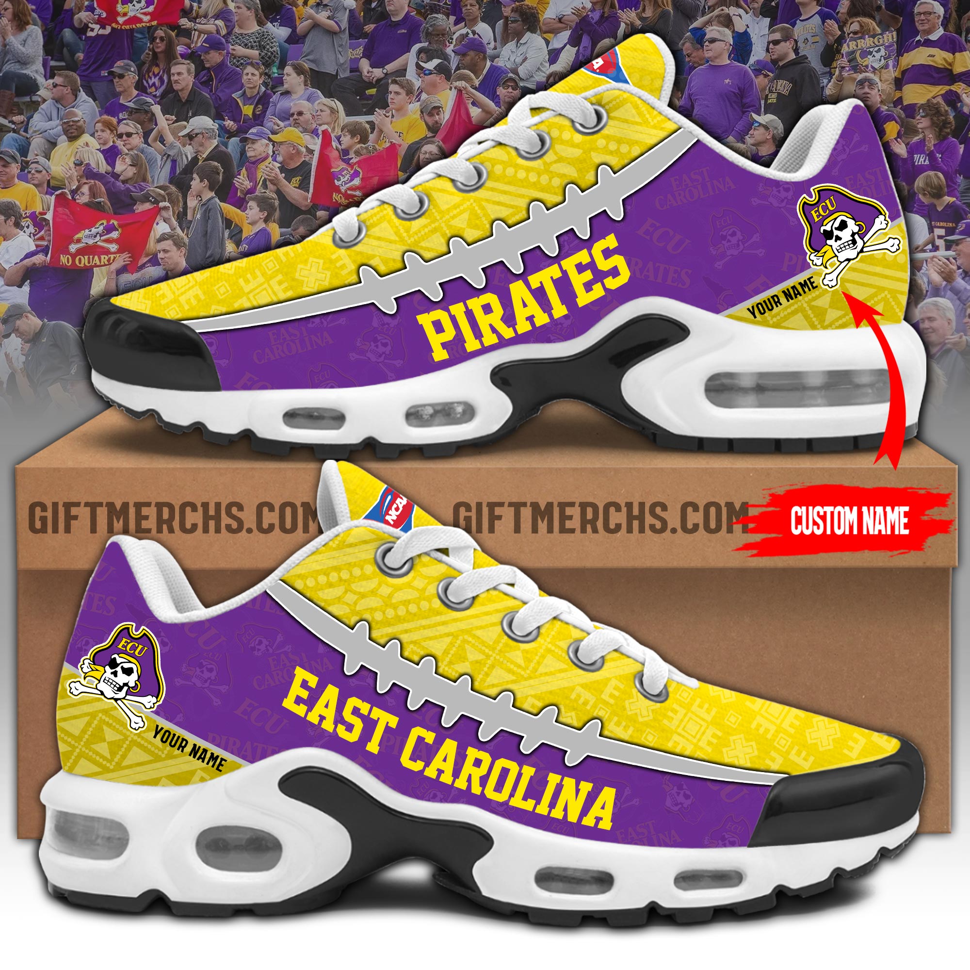 East Carolina Pirates Personalized Shoes - Famjoys East Carolina Pirates Personalized Shoes - Famjoys